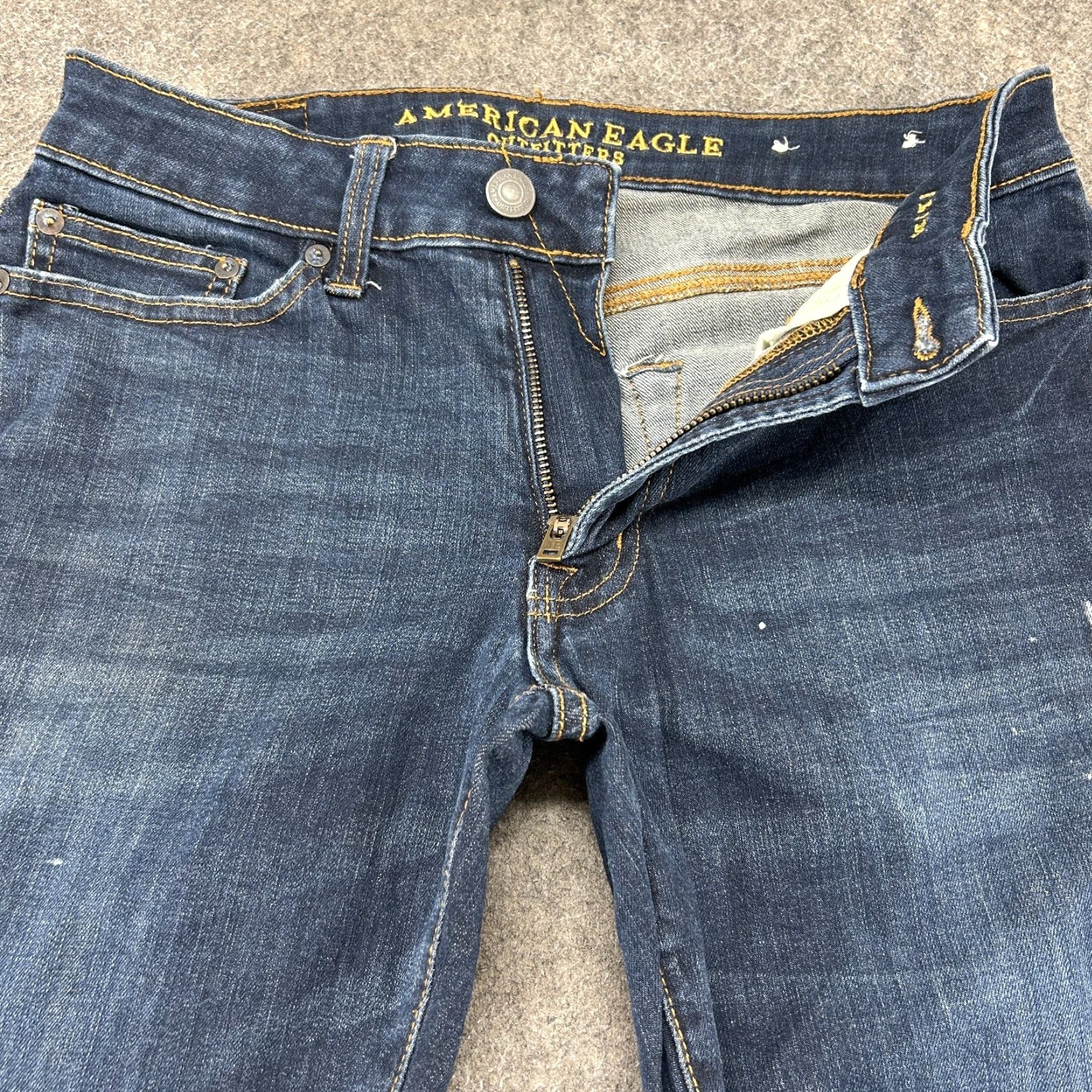 American Eagle Outfitters VINTAGE American Eagle Jeans Mens 28x30 Slim Straight Leg Dark Blue Denim Size US 28 / EU 44 - 2 Thumbnail