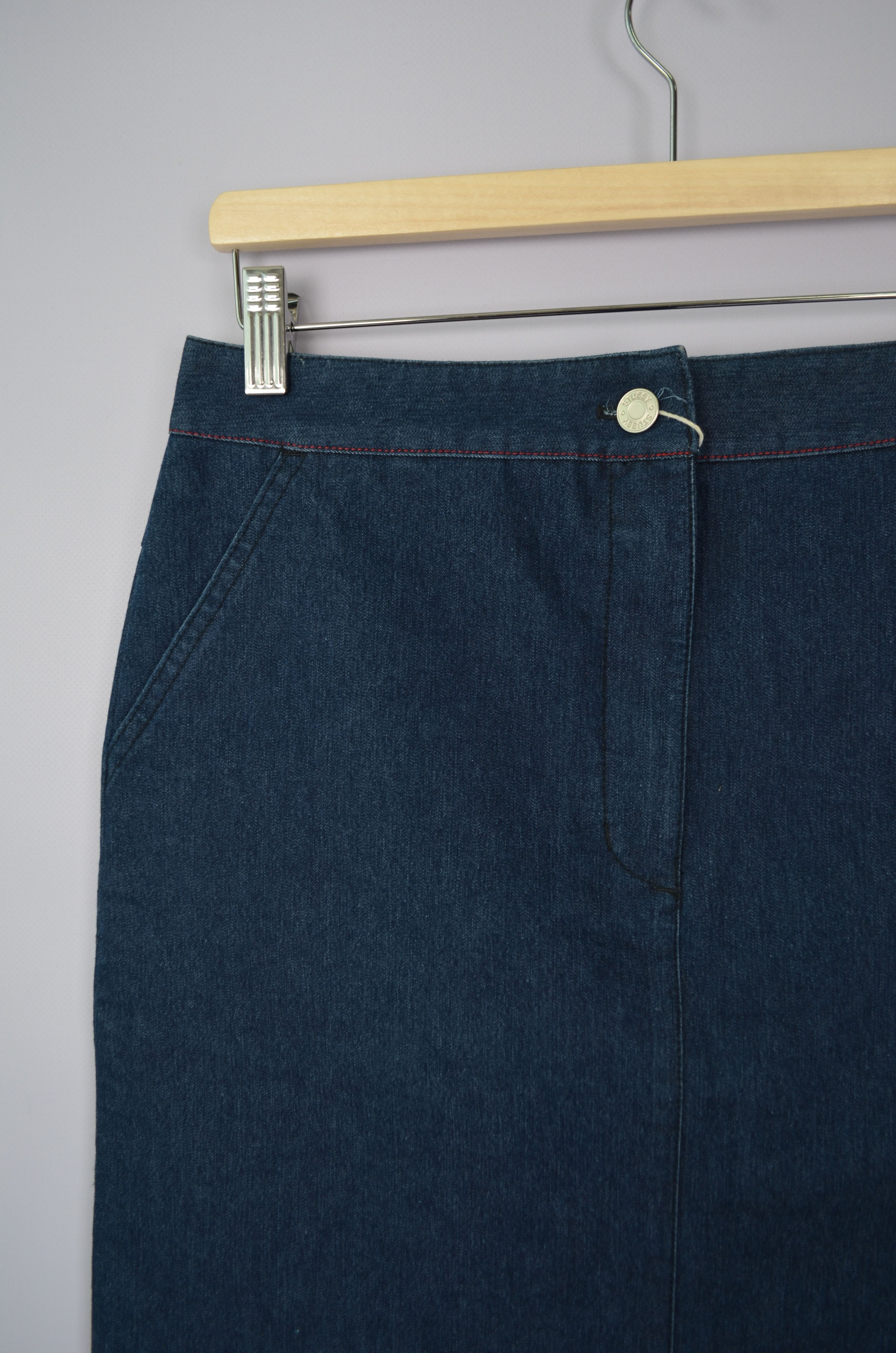 Designer × Stussy Stussy Blue Denim Long Skirt Size 7 / 28 Small y2k 00s NWT Size 28" / US 6 / IT 42 - 12 Thumbnail
