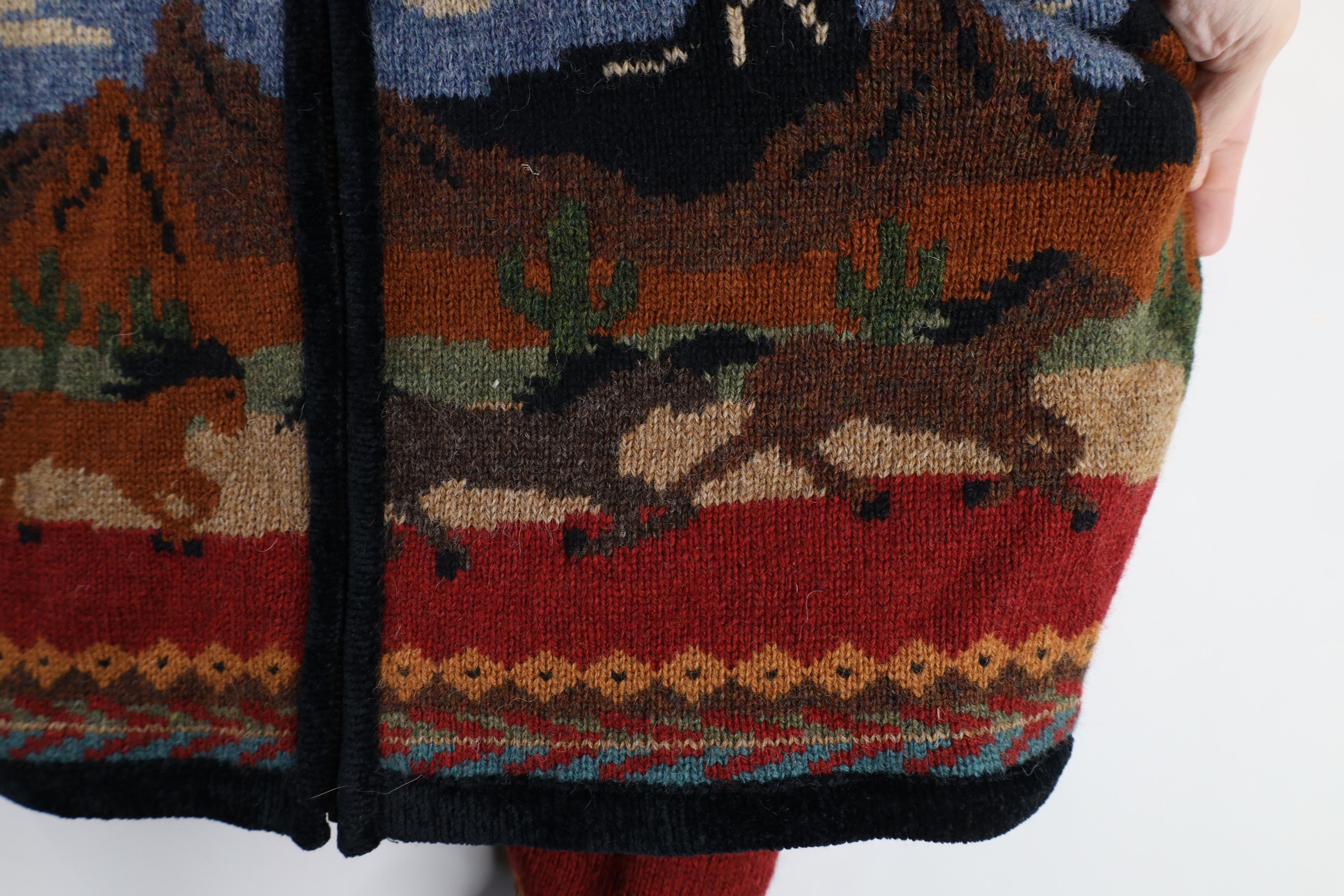 Vintage Vintage 90s Southwestern Horse All Over Print Sweater Jacket Size L / US 10 / IT 46 - 5 Thumbnail