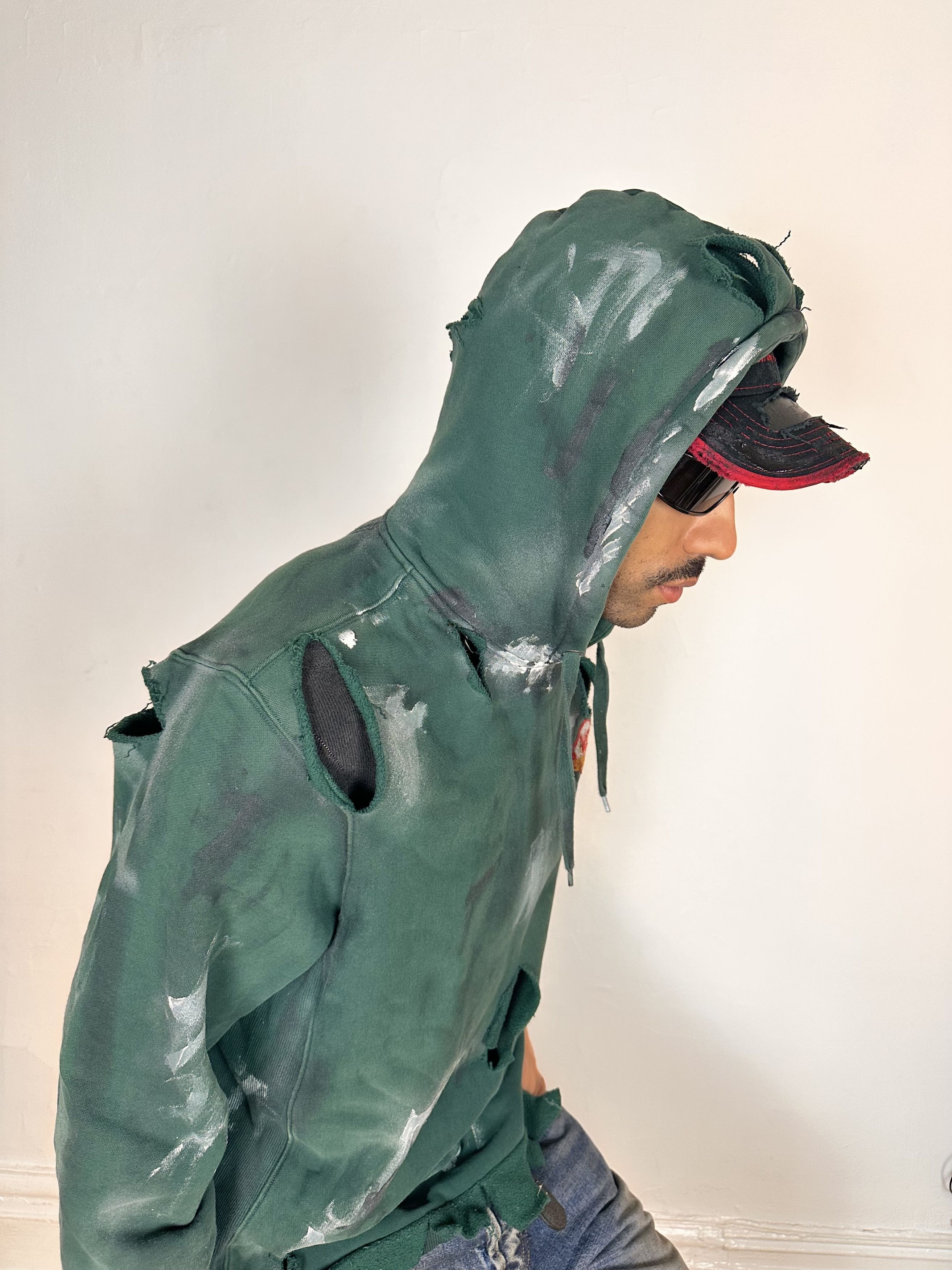 Other ASTROBOI* Green Oversized Painted Utility Hoody - Medium Size US M / EU 48-50 / 2 - 6 Thumbnail