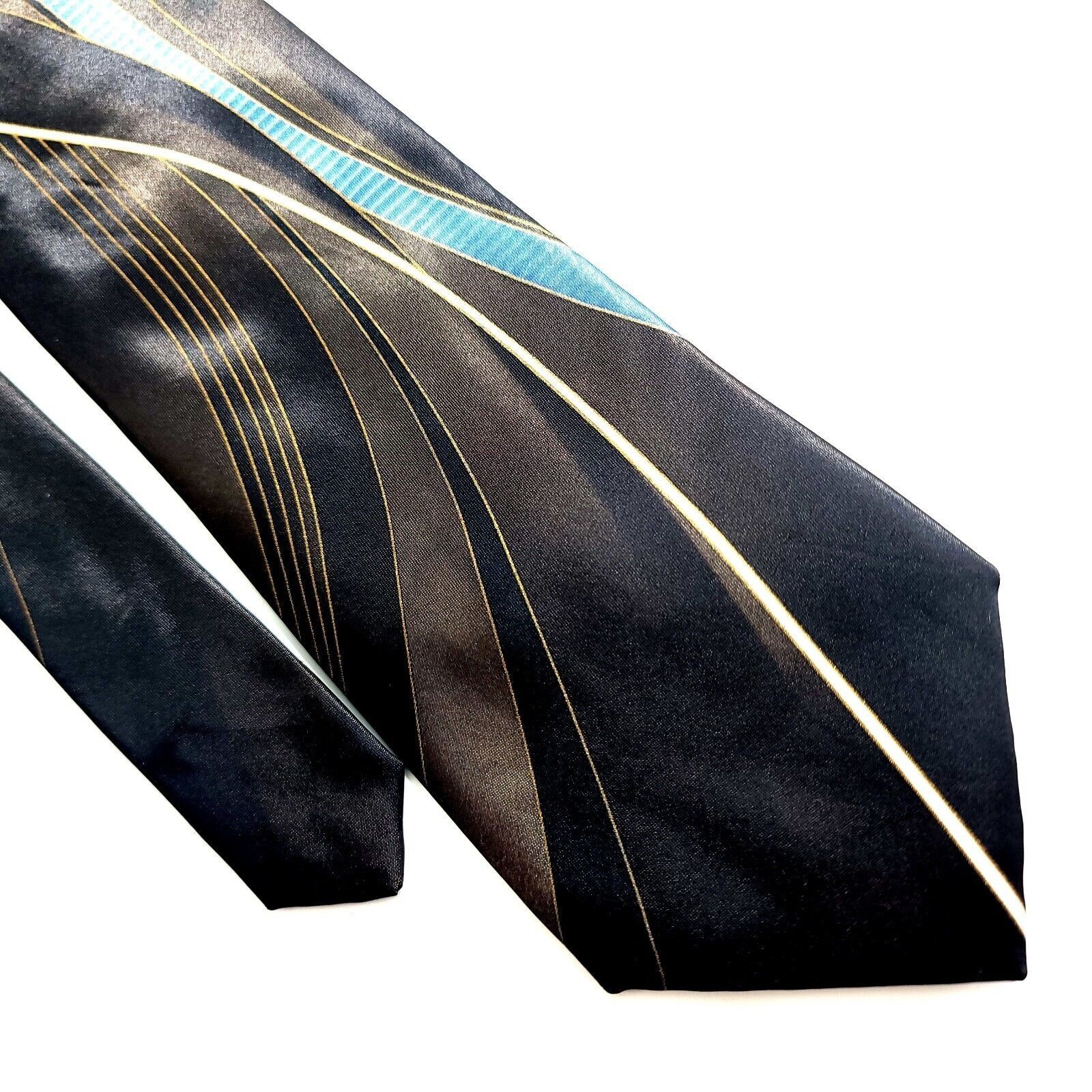 David Taylor David Taylor Polyester Brown Abstract Glossy Print Wide Tie Size ONE SIZE - 1 Thumbnail