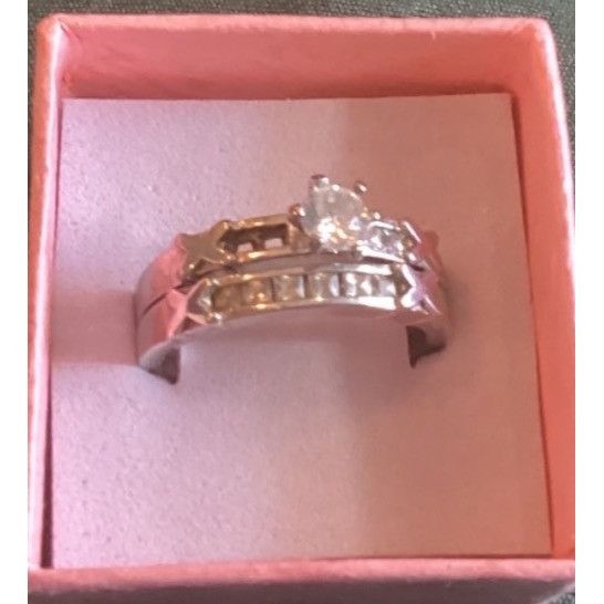 Other Cubic Zirconia or Glass 925 Sterling Wedding Set W/X Sz 8.75 Size ONE SIZE - 1 Thumbnail