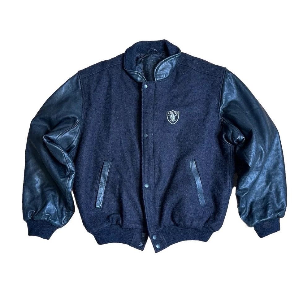 Other Raiders Black Wool & Leather Varsity Jacket With Logo Patch Size US L / EU 52-54 / 3 - 14 Thumbnail