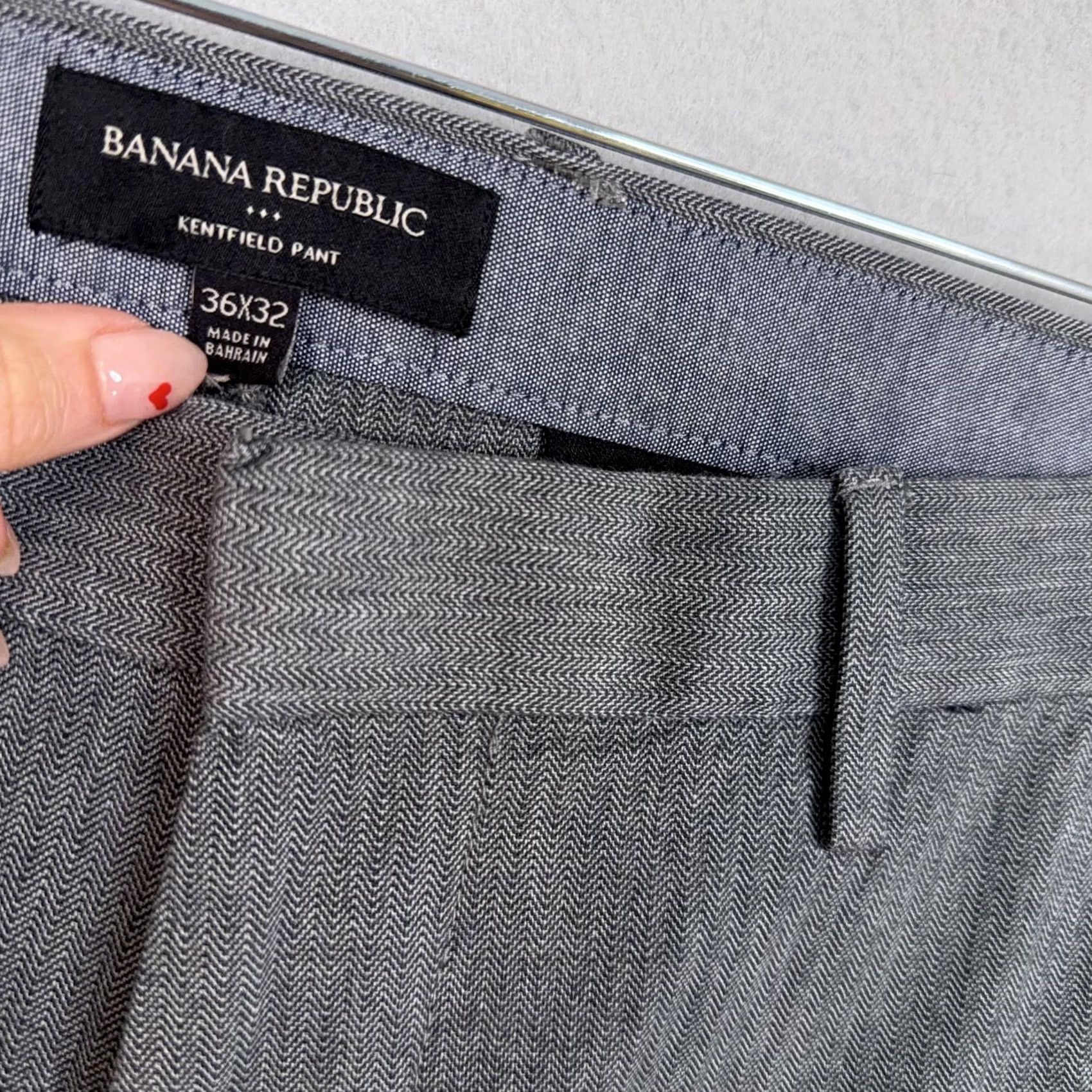 Banana Republic Banana Republic Mens Dress Pants 36x32 Grey Herringbone Kentfield – Business Casual Size US 36 / EU 52 - 4 Thumbnail