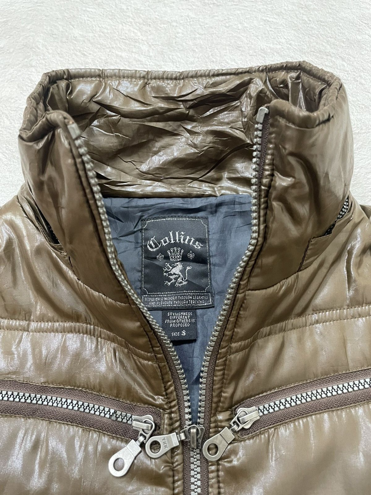 14th Addiction 2000s Japanese Brown Faux Leather Puffer Jacket Fur Hood Y2K Size US M / EU 48-50 / 2 - 6 Thumbnail