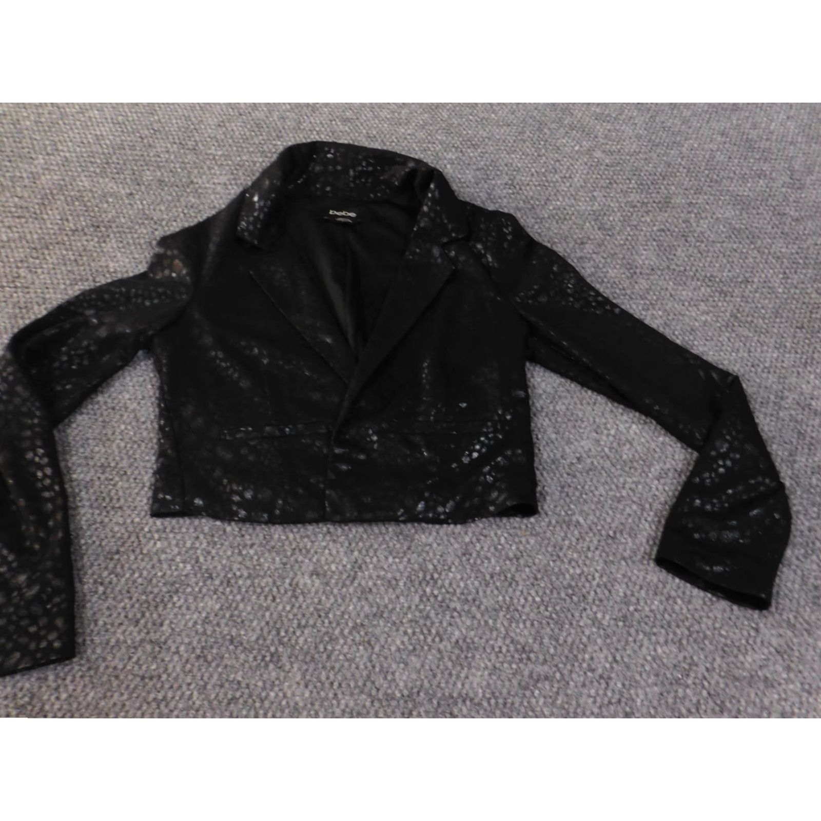 Bebe bebe Blazer Shirt Womens XS Black Lined Polyester Casual Geometric Winter Basic Jacket Blazer XS Women Size XS / US 0-2 / IT 36-38 - 3 Thumbnail