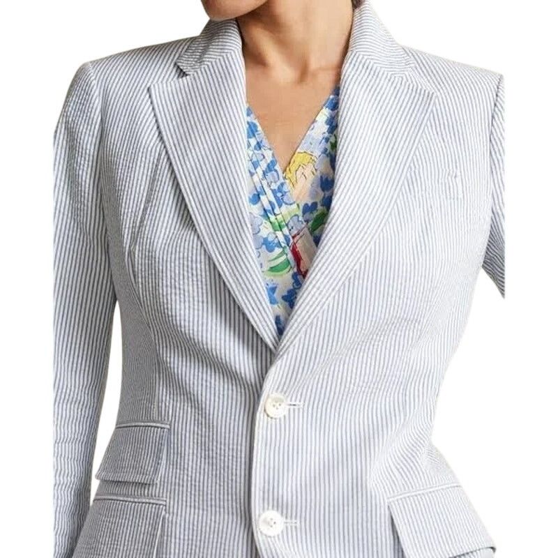 Ralph Lauren RALPH LAUREN RUGBY Blu Striped Cotton Two Button Blazer Sz 2 Size XS / US 0-2 / IT 36-38 - 1 Thumbnail