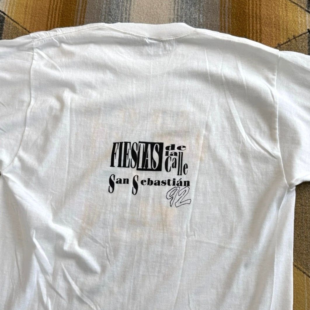 Vintage VINTAGE 1992 Fiestas De La Calle San Sebastián T-Shirt XL Men Short Sleeve White 90s Music Regular Fit Single Stitch Size US XL / EU 56 / 4 - 5 Thumbnail