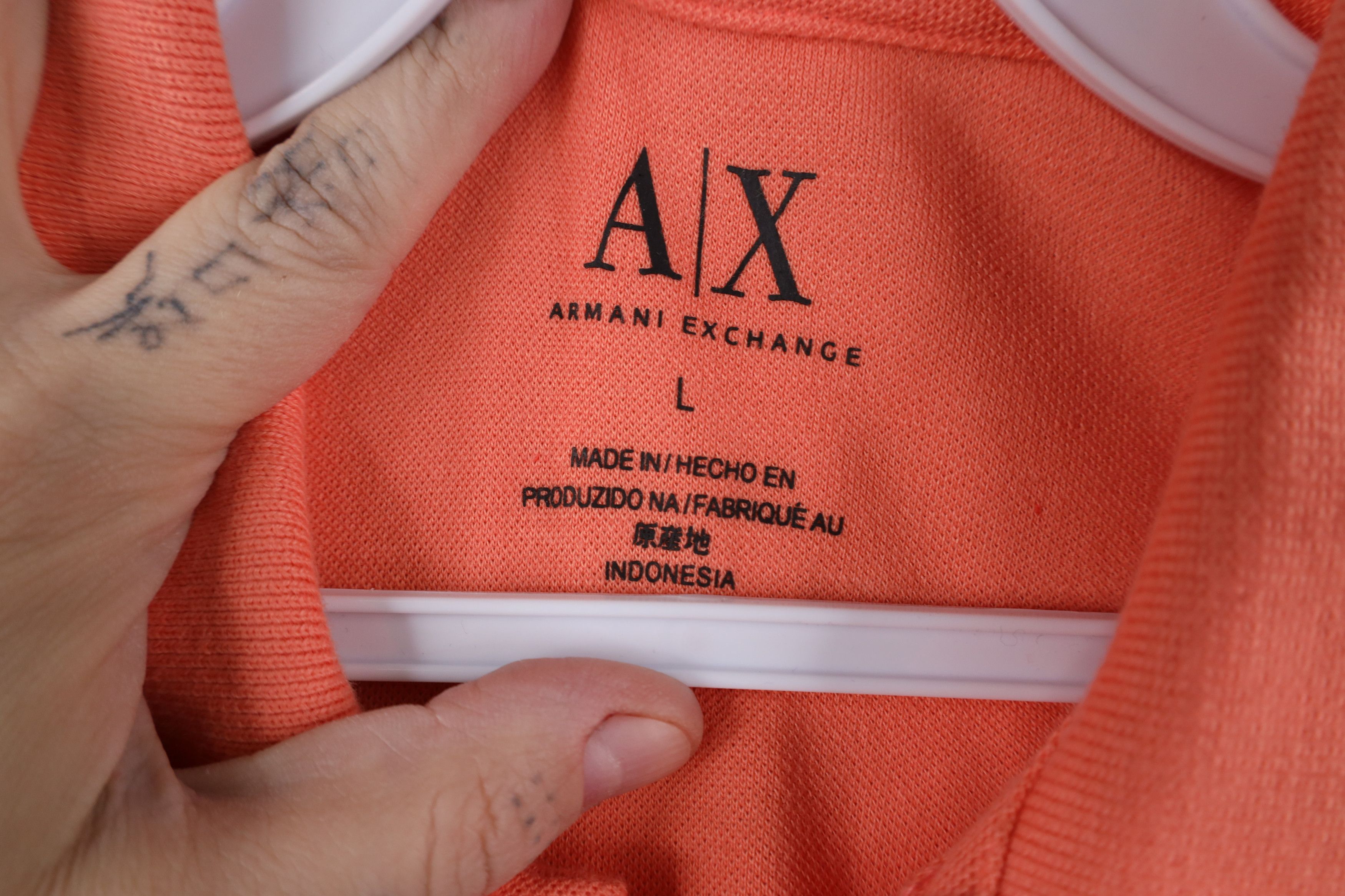 Armani Exchange Armani Exchange Box Logo Soft Cotton Collared Polo Salmon Size US L / EU 52-54 / 3 - 6 Thumbnail