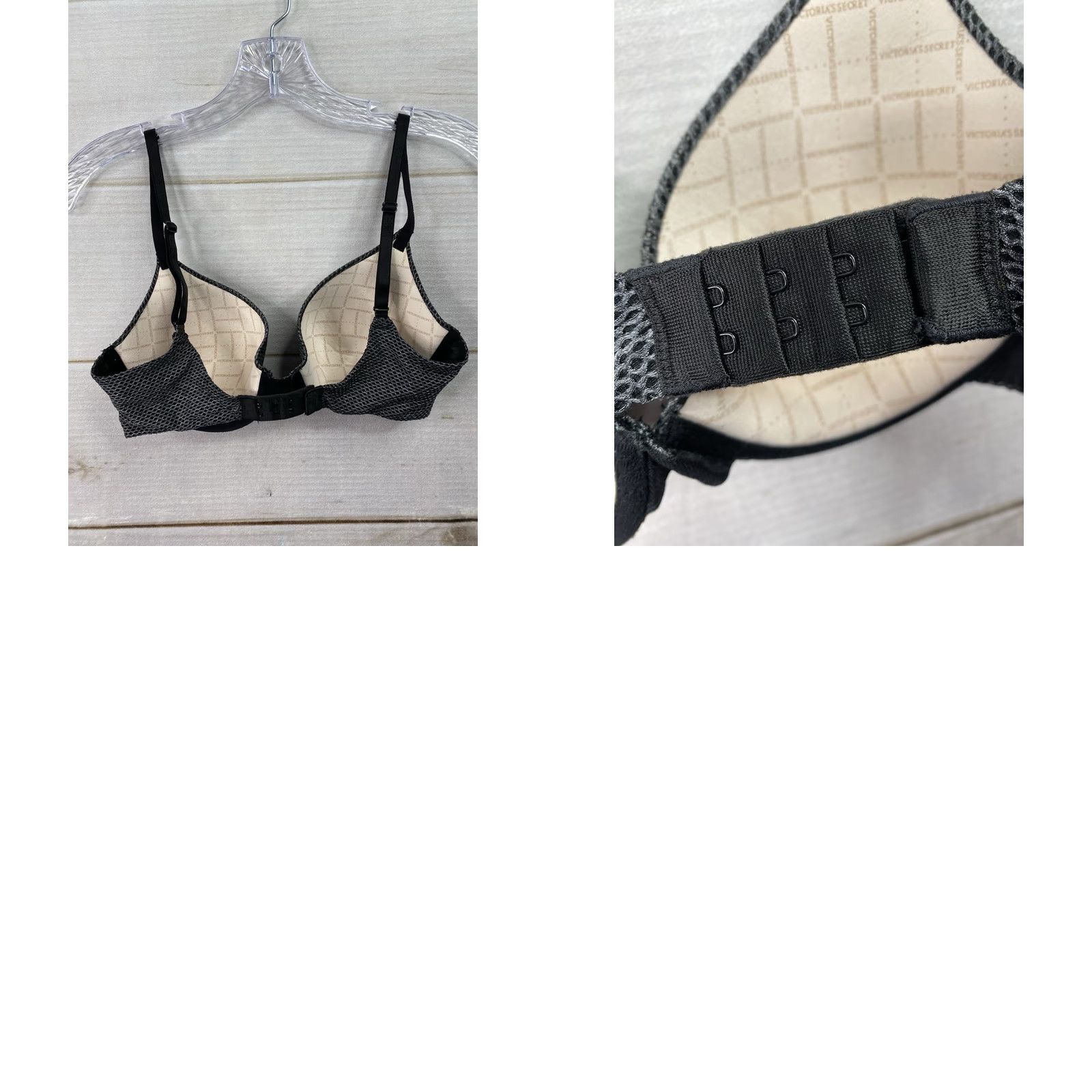 Victoria's Secret Victoria Secret Bra 32D Uplift Semi Demi Underwired Padded Black Size ONE SIZE - 8 Thumbnail