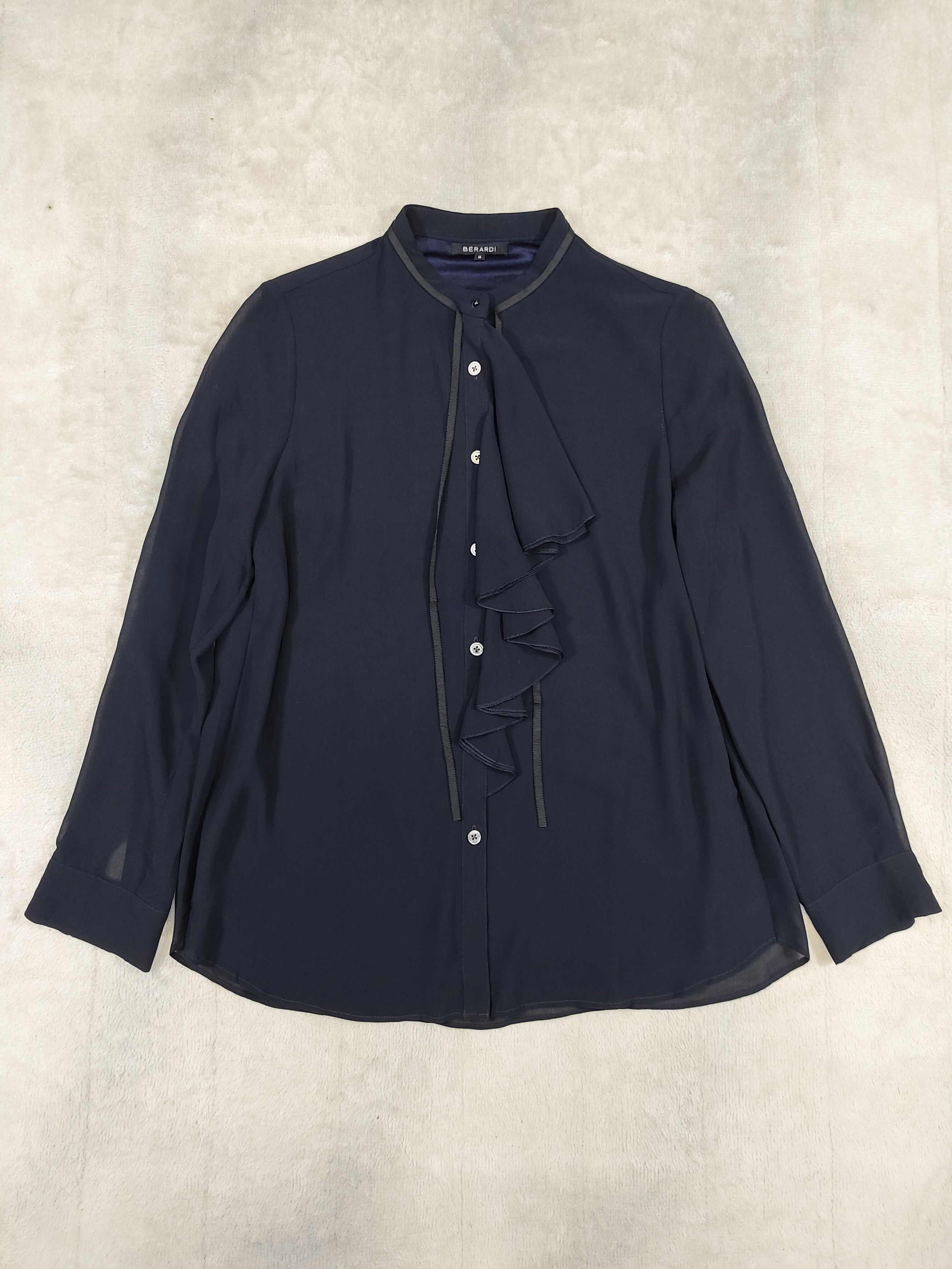 Antonio Berardi 💥 Berardi 💥 Tiered Ruffle Front Sheer Top Blouse Size M / US 6-8 / IT 42-44 - 5 Thumbnail