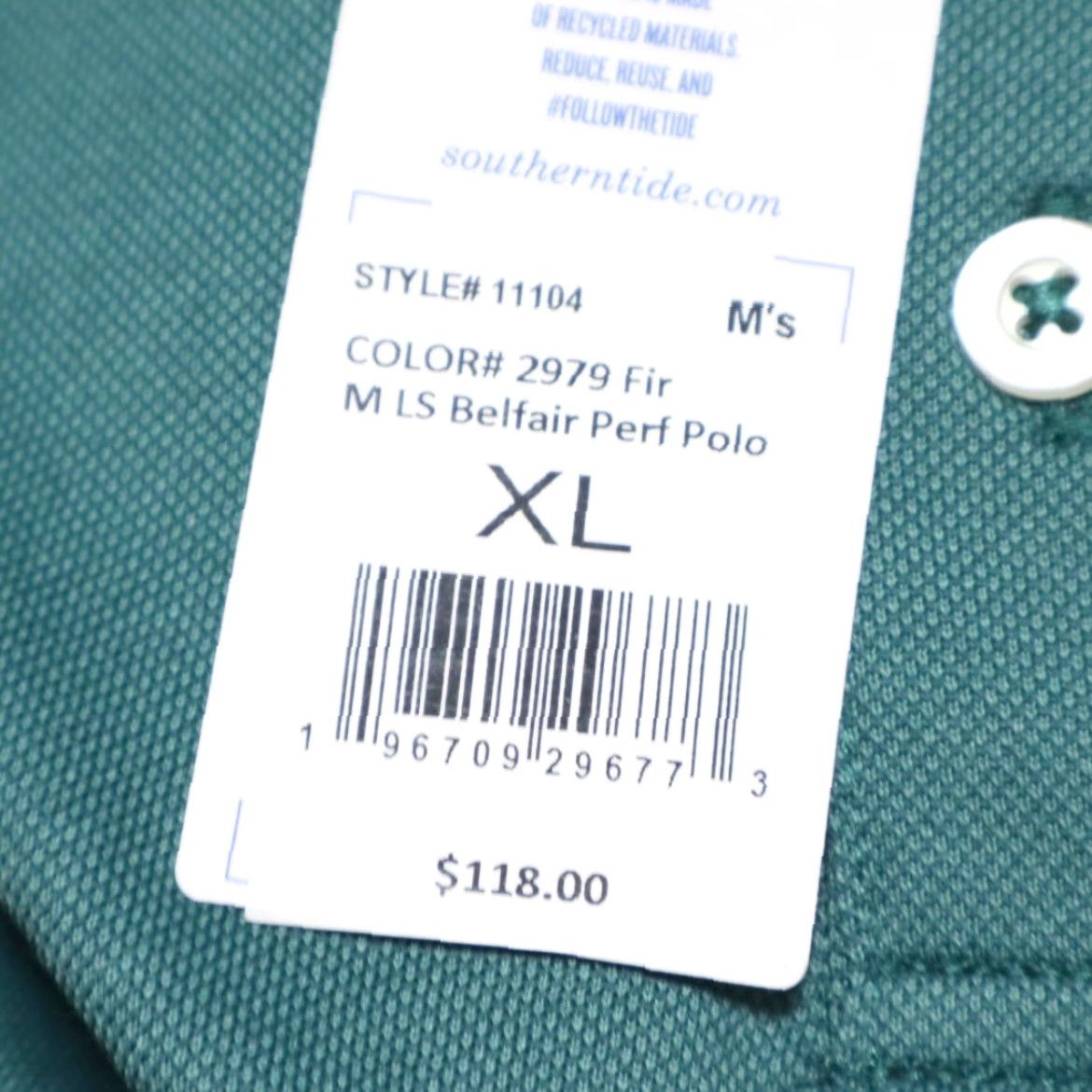 Southern Tide Southern Tide Belfair Perf Stretch Long Sleeve Polo Shirt Green Men's XL Size US XL / EU 56 / 4 - 5 Thumbnail