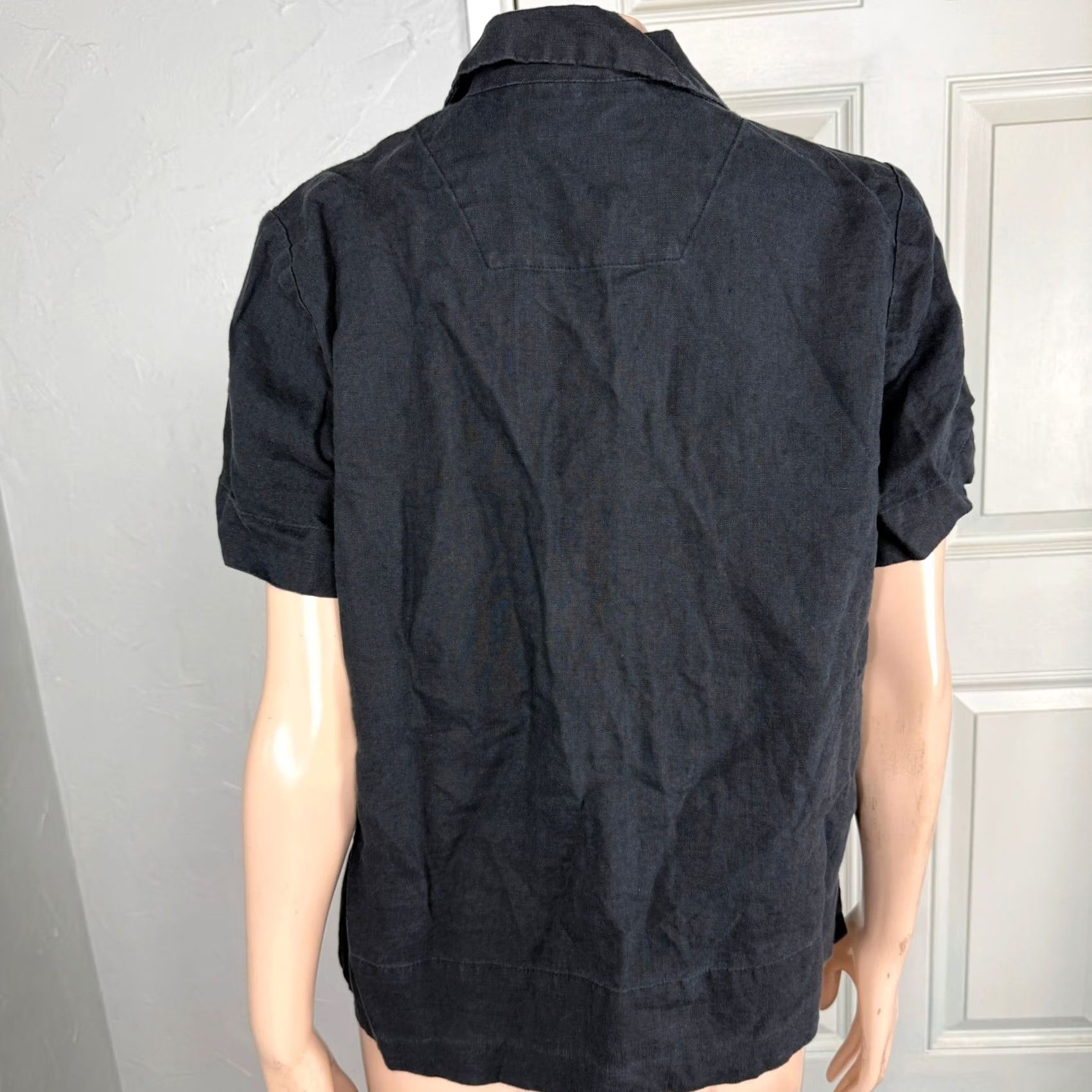 Everlane Everlane Women's Shirt Top Linen Button Short Sleeve Casual Classic Black 8 Shirt Womens Linen Button-Up 40 Bust 22hem Spring Summer Fall Size M / US 6-8 / IT 42-44 - 3 Thumbnail