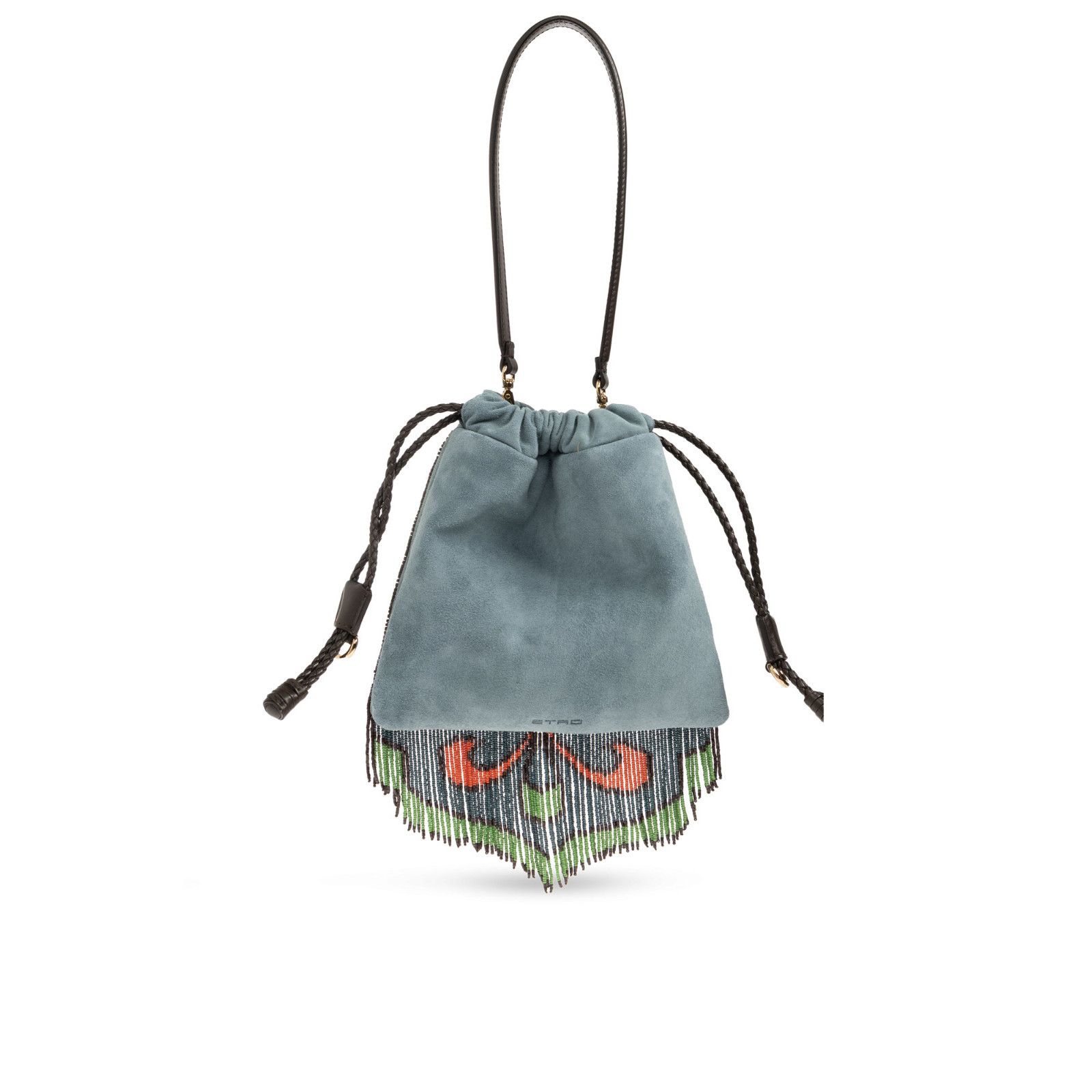 Etro ETRO Kalispera Beads and Fringes Small Blue Suede Sachet Sho Size ONE SIZE - 2 Thumbnail