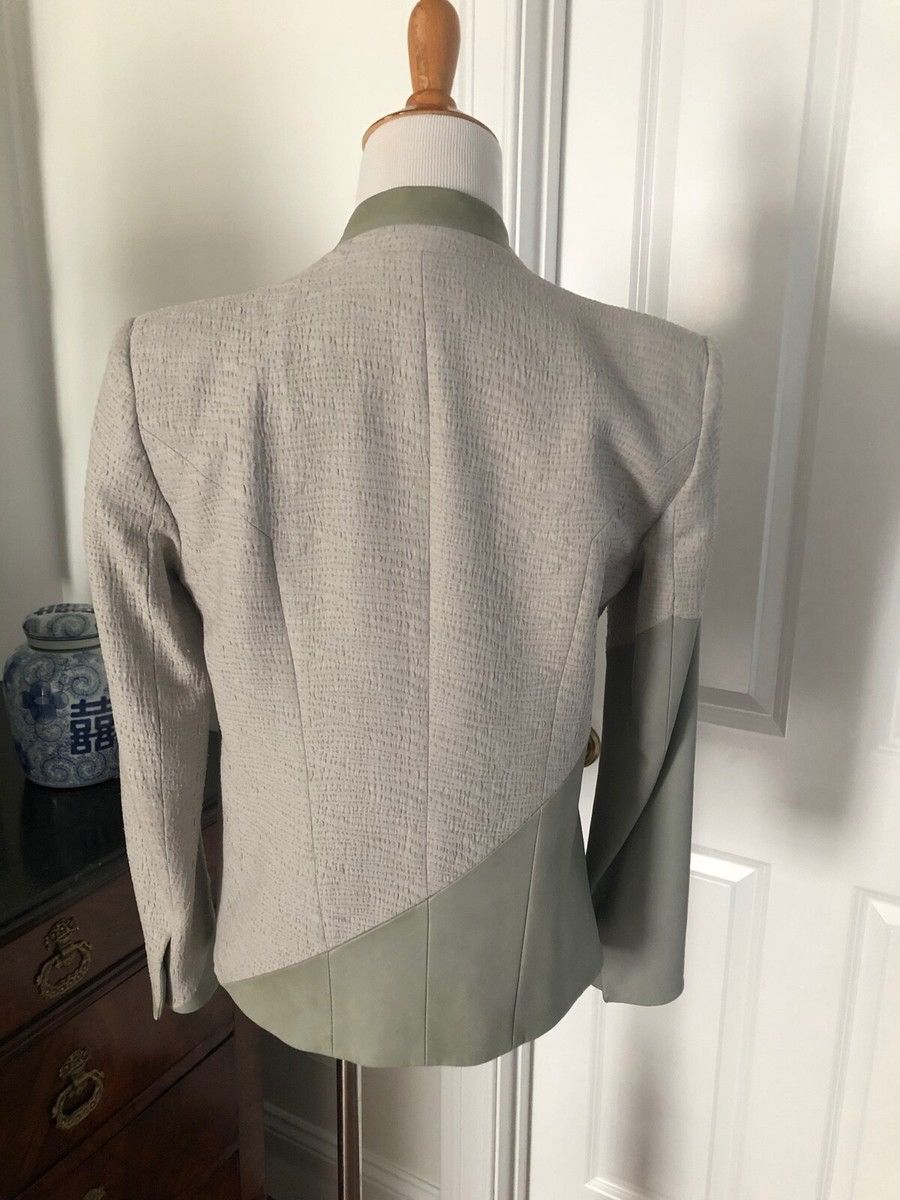 Helmut Lang Helmut Lang leather trim assymetric patchwork blazer jacket Size S / US 4 / IT 40 - 4 Thumbnail
