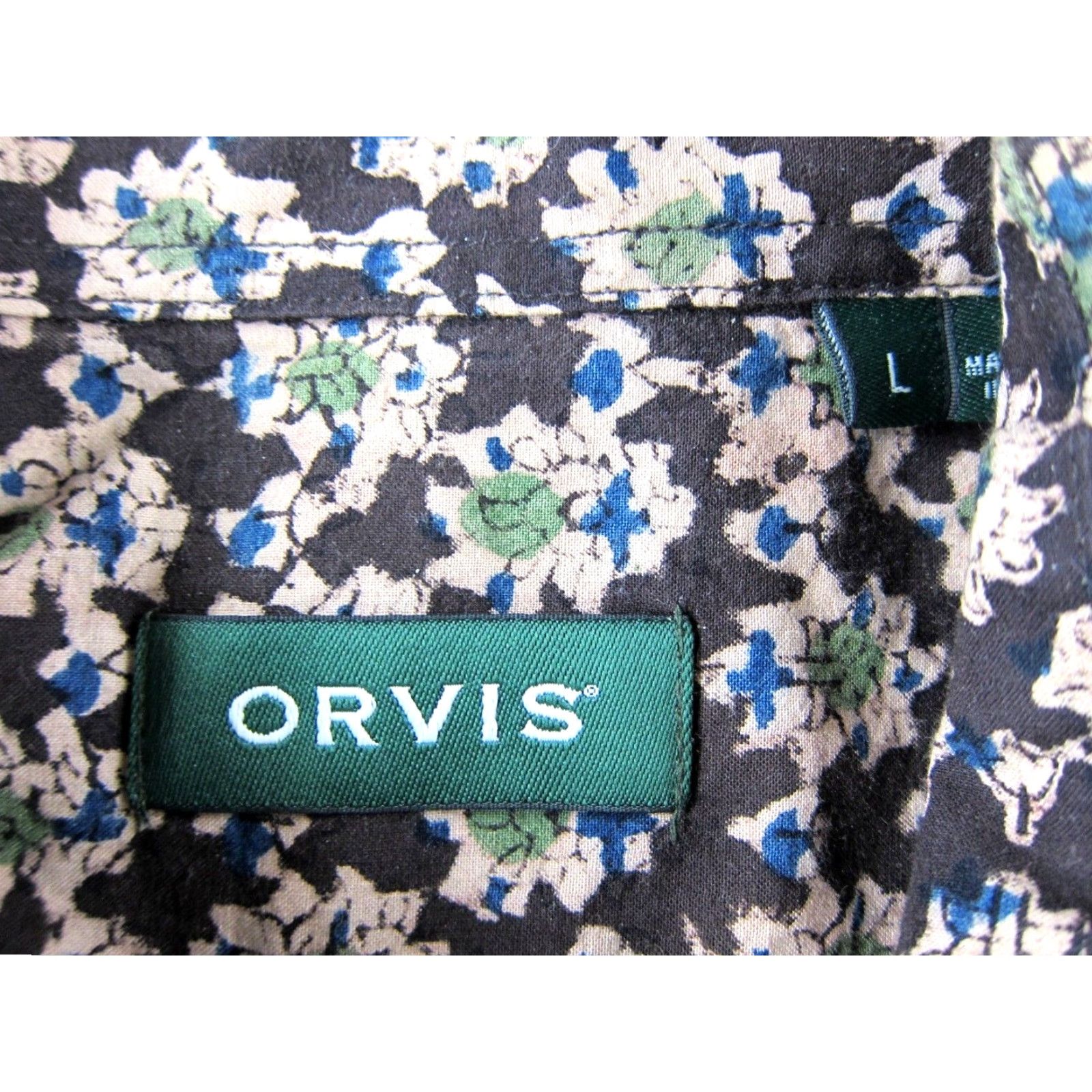 Orvis VINTAGE Orvis Shirt Men L Green 100% Cotton Kalamkari Floral Button-Up Shirt Size US L / EU 52-54 / 3 - 3 Thumbnail