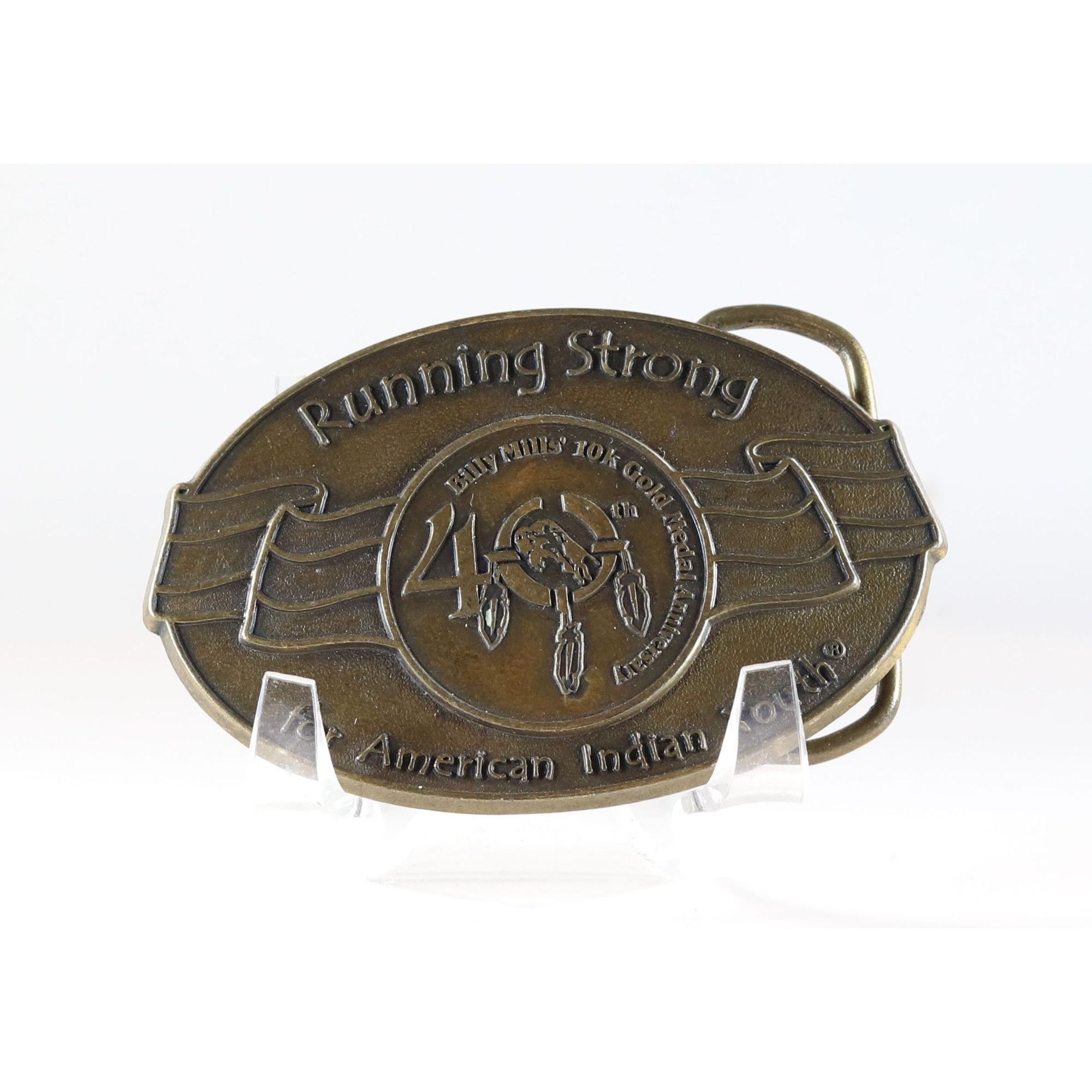 Vintage Running Strong for American Indian Youth Belt Buckle Solid B Size ONE SIZE - 2 Thumbnail