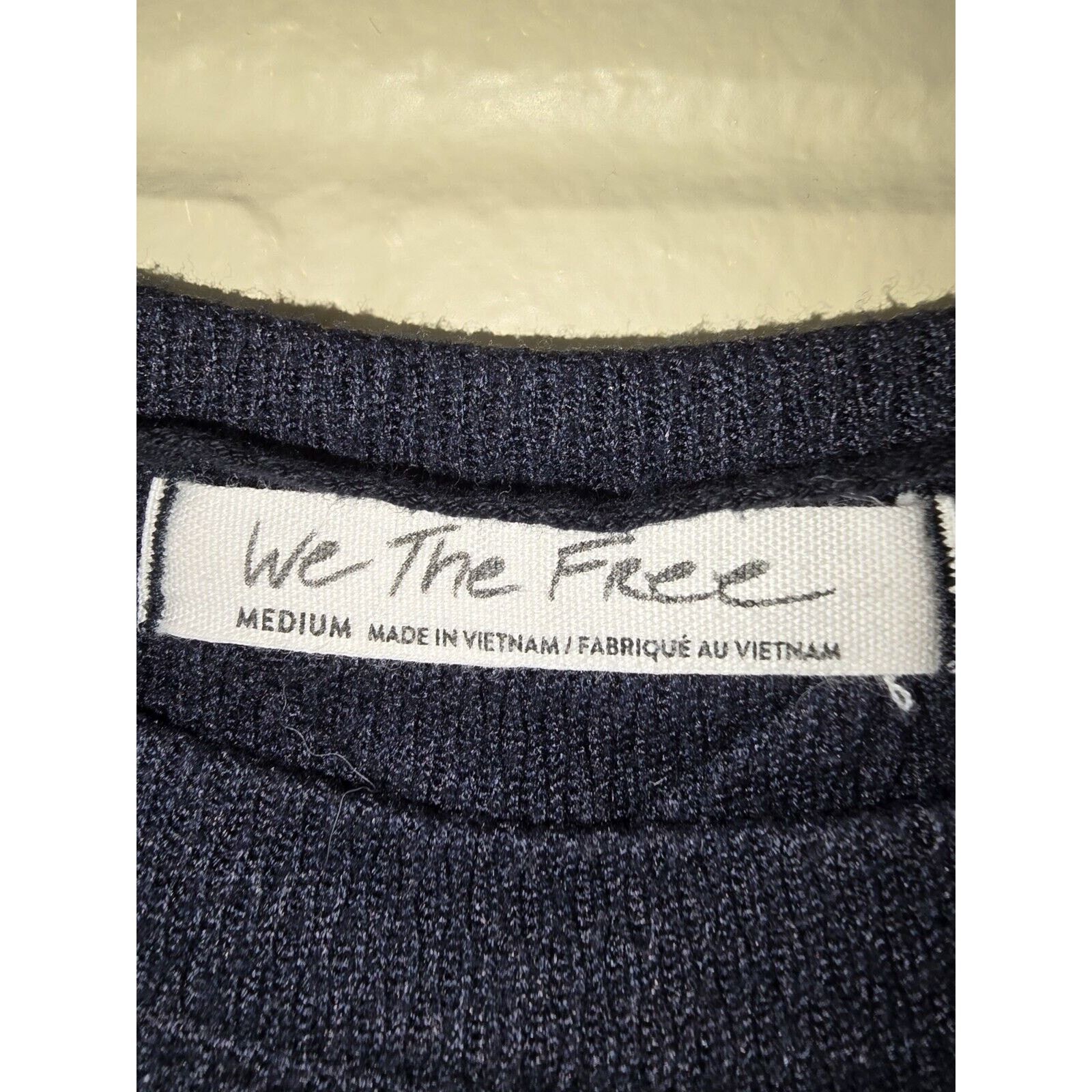Free People We the Free Long Sleeve Waffle Knit Top Black Size Medium Size M / US 6-8 / IT 42-44 - 5 Thumbnail
