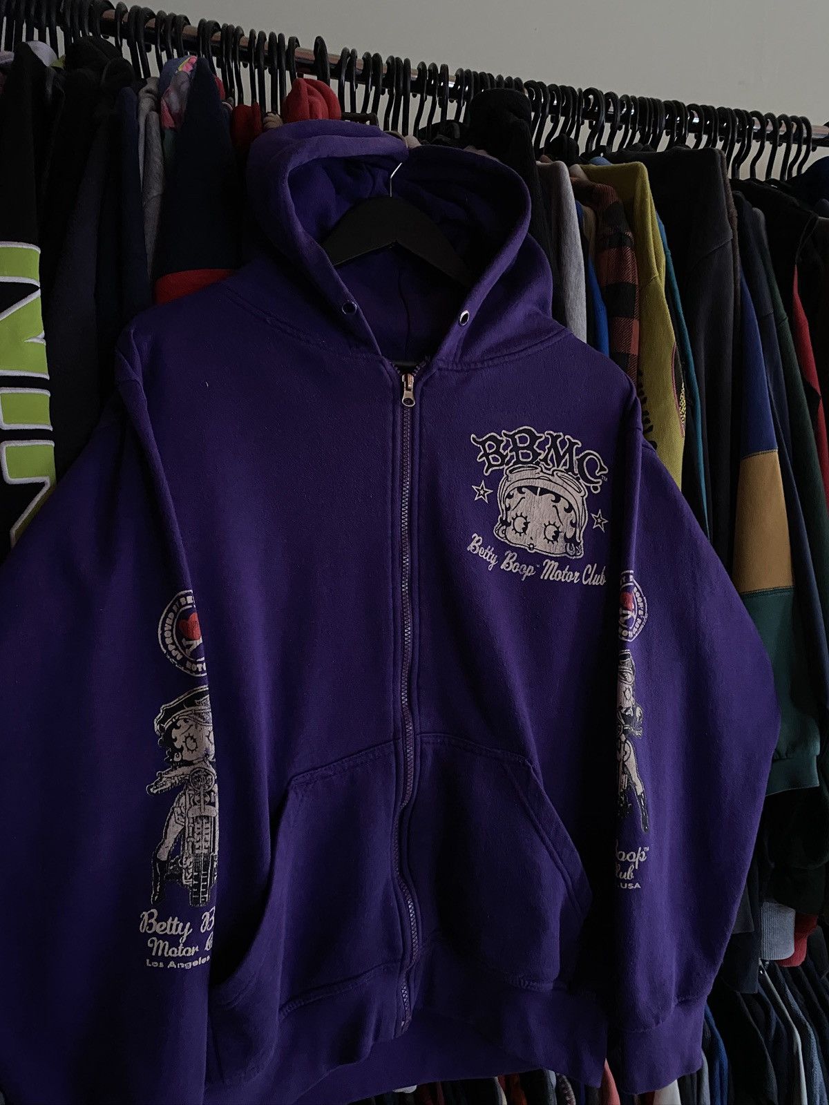 Vintage VINTAGE BETTY BOOP MOTO RACING FLAME HOODIE Size US M / EU 48-50 / 2 - 4 Thumbnail