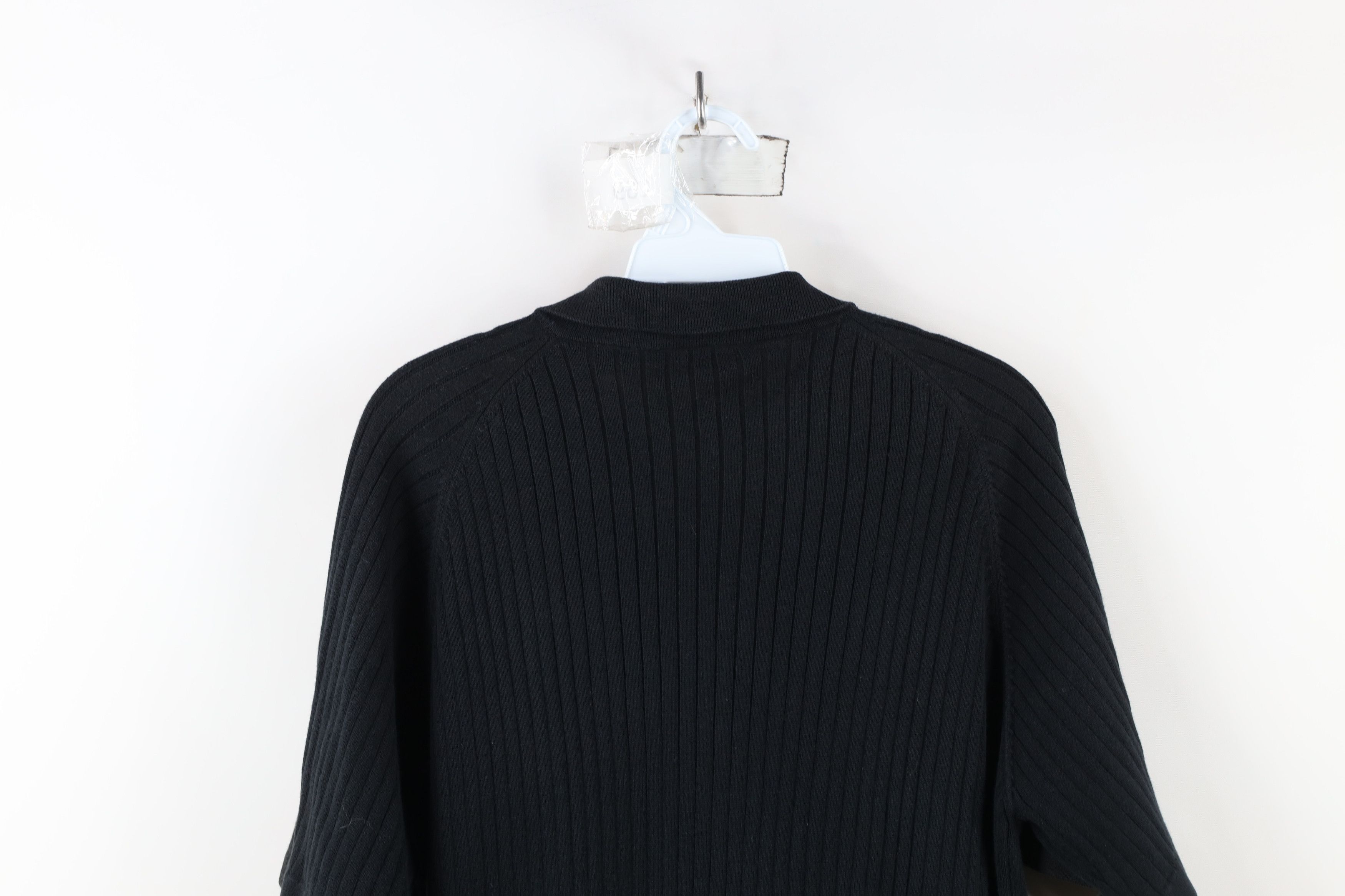 Vintage Vintage 90s Streetwear Ribbed Knit Collared Polo Shirt Black Size US M / EU 48-50 / 2 - 10 Thumbnail