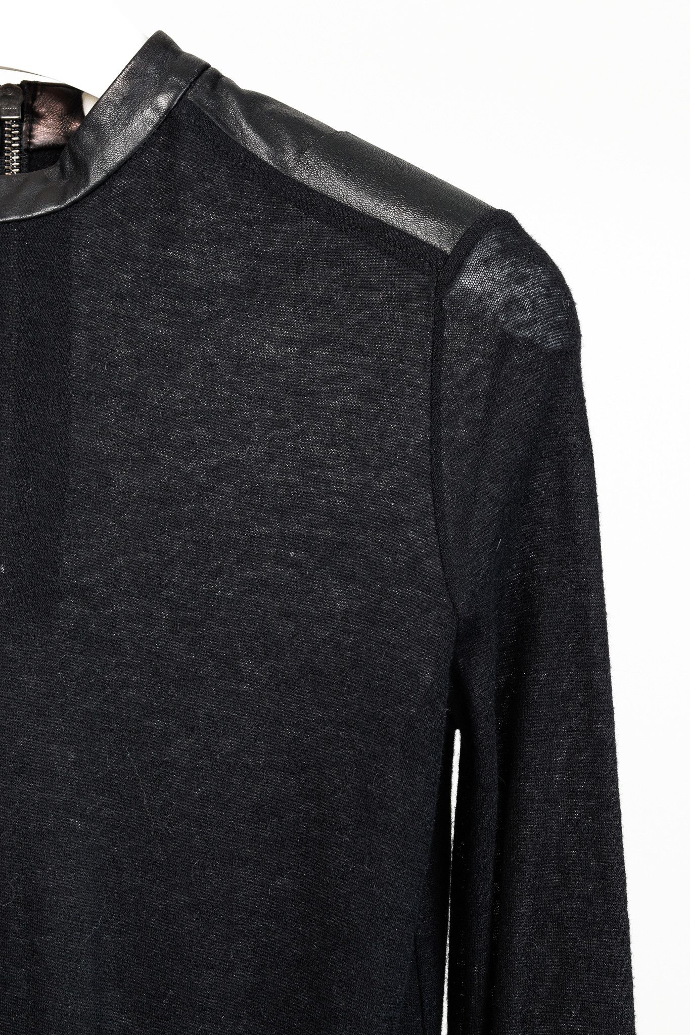 Helmut Lang Helmut Lang Black Angora Leather-Trim Cozy Long Sleeve Top Size S / US 4 / IT 40 - 4 Thumbnail