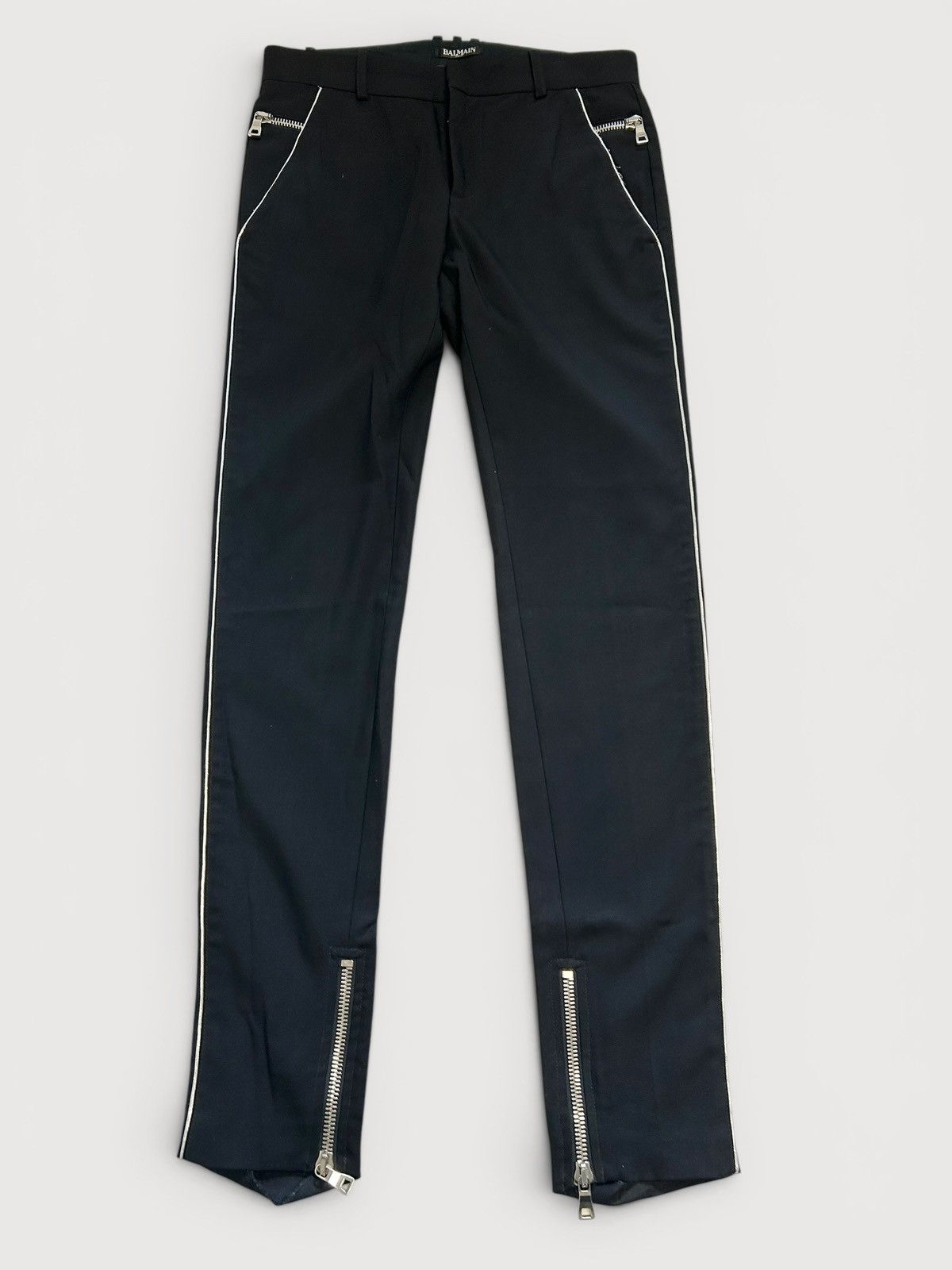 Balmain FW2018 Metallic Panel Zipped Tuxedo Wool Trousers Size US 30 / EU 46 - 1 Thumbnail