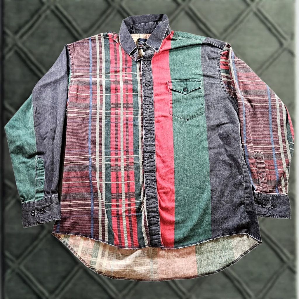Wrangler Wrangler Mens Large Multicolor Plaid Button Down Long Sleeve 90s - Size Size US L / EU 52-54 / 3 - 1 Thumbnail