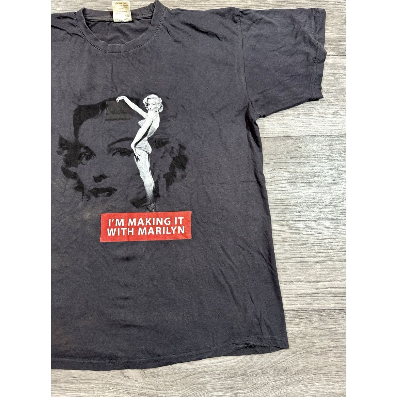 Vintage Marilyn Monroe Graphic T-Shirt "I’m Making It With Marilyn" Size Large Gray Size US L / EU 52-54 / 3 - 3 Thumbnail