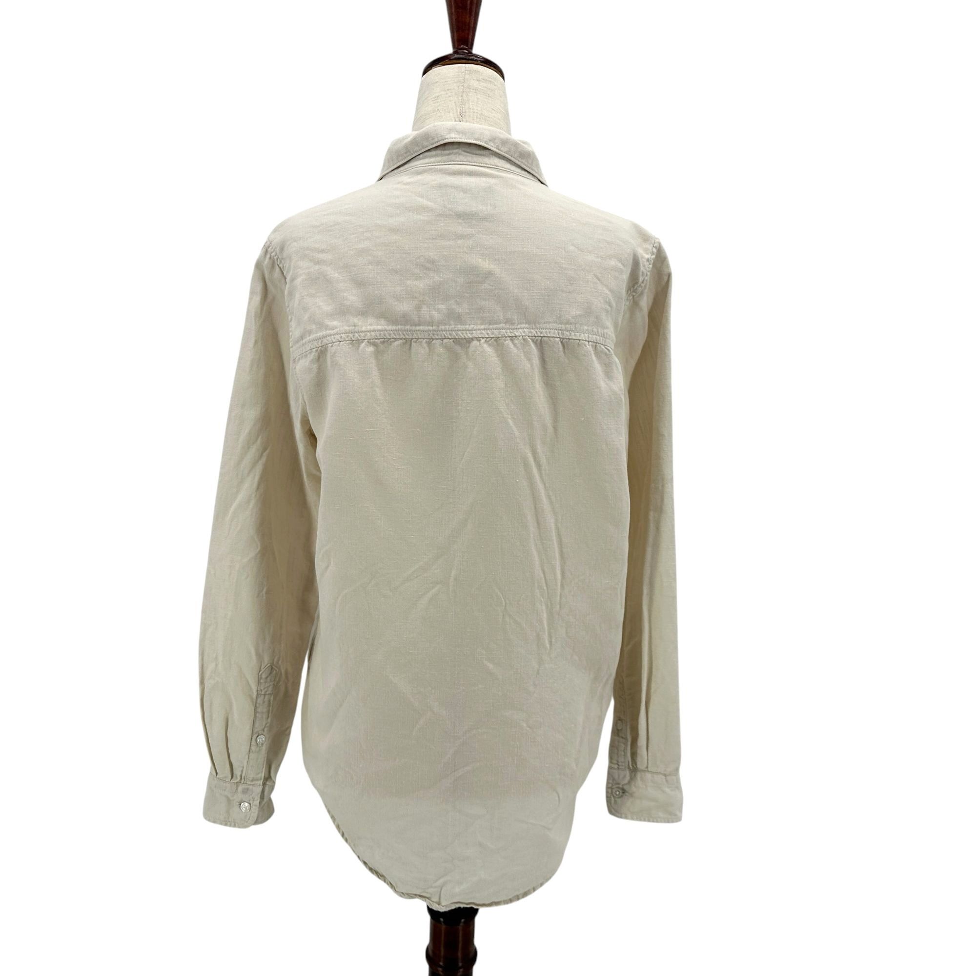 Superdry Superdry Studios Womens 4 Top Linen Blend Ivory Long Sleeve Size S / US 4 / IT 40 - 4 Thumbnail