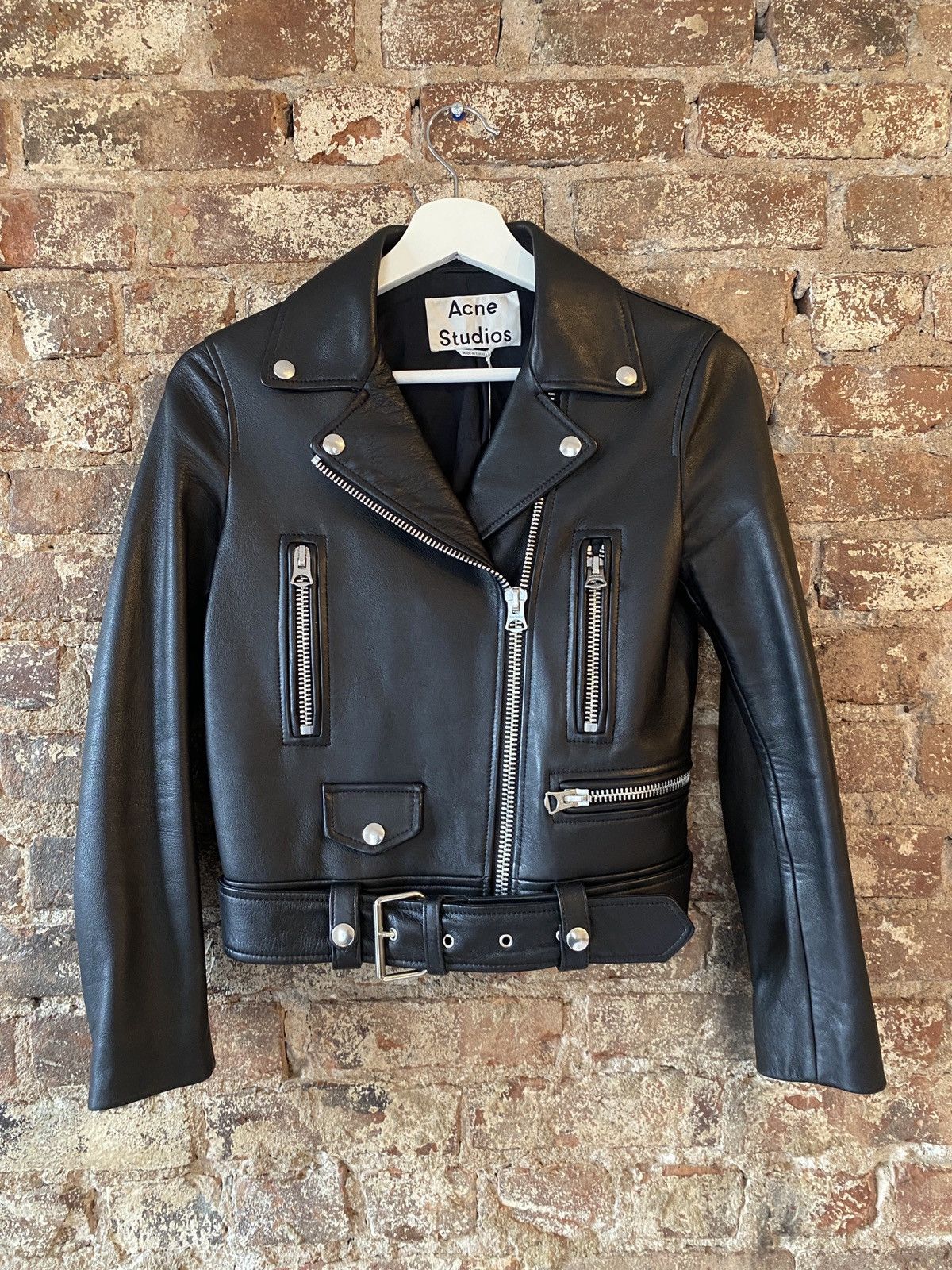 Acne Studios Mock Motorcycle Jacket Black Leather