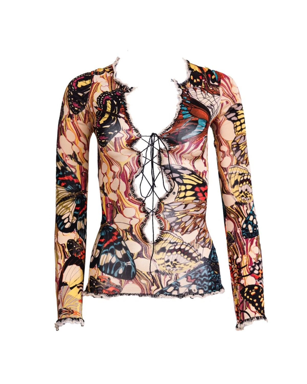 Jean Paul Gaultier Jean Paul Gaultier Butterfly Tie-Up Mesh Long Sleeve Top Size S / US 4 / IT 40 - 1 Thumbnail