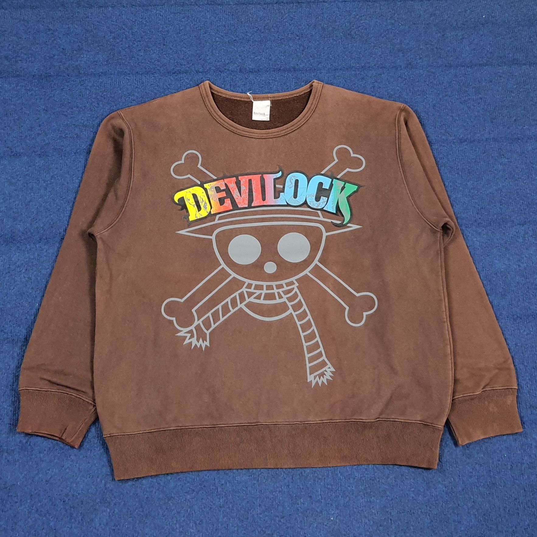 Devilock Vintage Anime One Piece Straw Hat Pirates Sweatshirt C295N13 Size US M / EU 48-50 / 2 - 1 Thumbnail