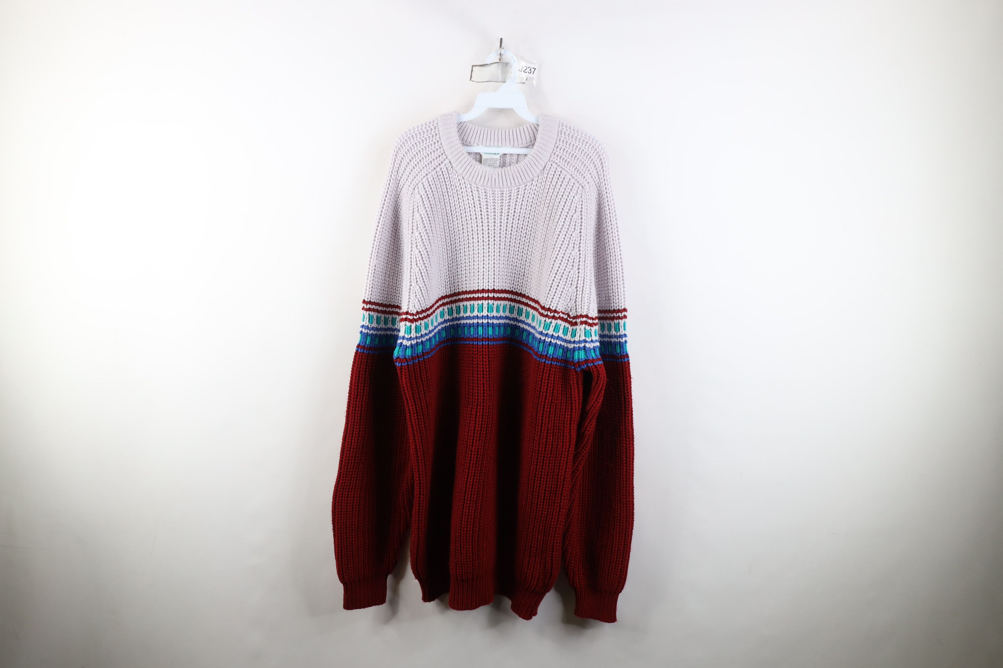 Vintage 90s Streetwear Chunky Ribbed Knit Crewneck Sweater