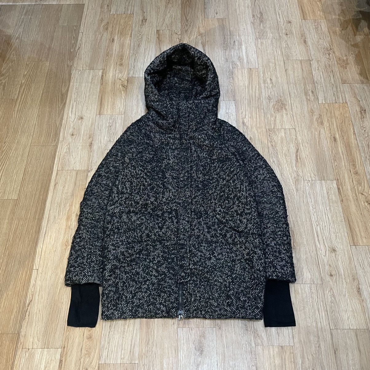 Japanese Brand 2000s SLY Wool - Blend Herringbone Pattern Down Coat Size US S / EU 44-46 / 1 - 1 Thumbnail