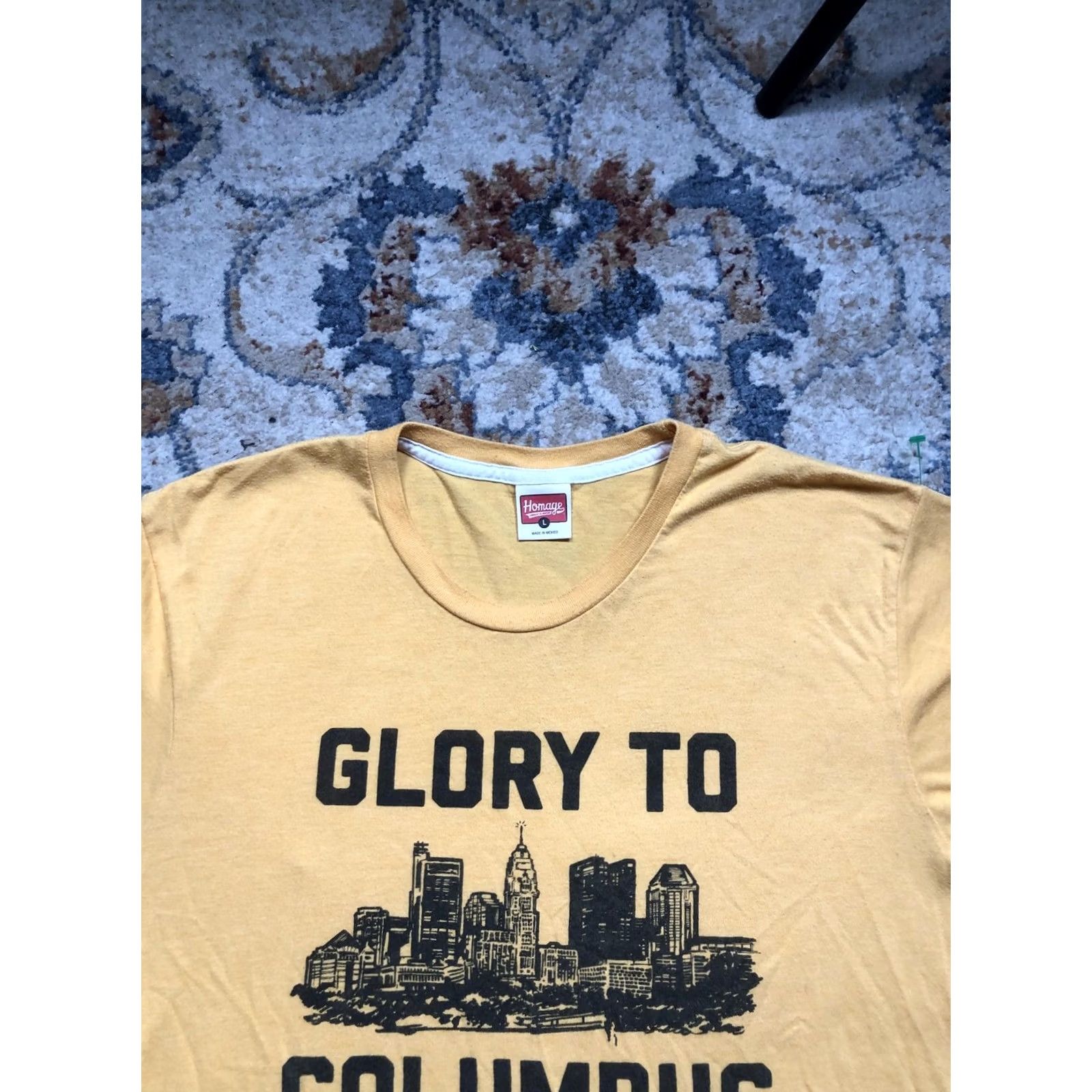 Vintage Homage Shirt Mens Large Yellow Glory to Columbus Skyline Graphic Tee T-Shirt Size US L / EU 52-54 / 3 - 2 Thumbnail