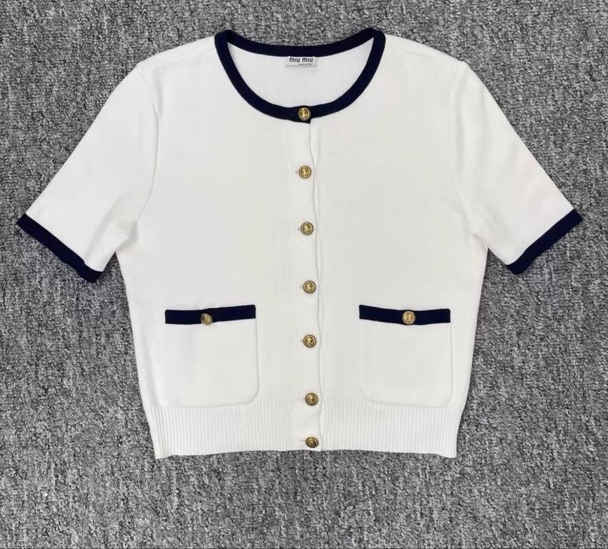 Miu Miu MIU MIU Knit Short-Sleeve 40 Size S / US 4 / IT 40 - 1 Thumbnail