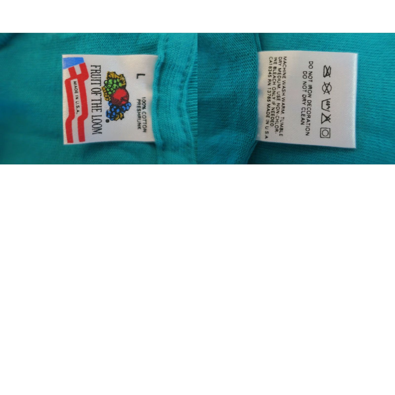 Fruit Of The Loom VINTAGE Fruit of the Loom T-shirt Adult L Teal 90s 80s USA Made Grunge Size US L / EU 52-54 / 3 - 8 Thumbnail