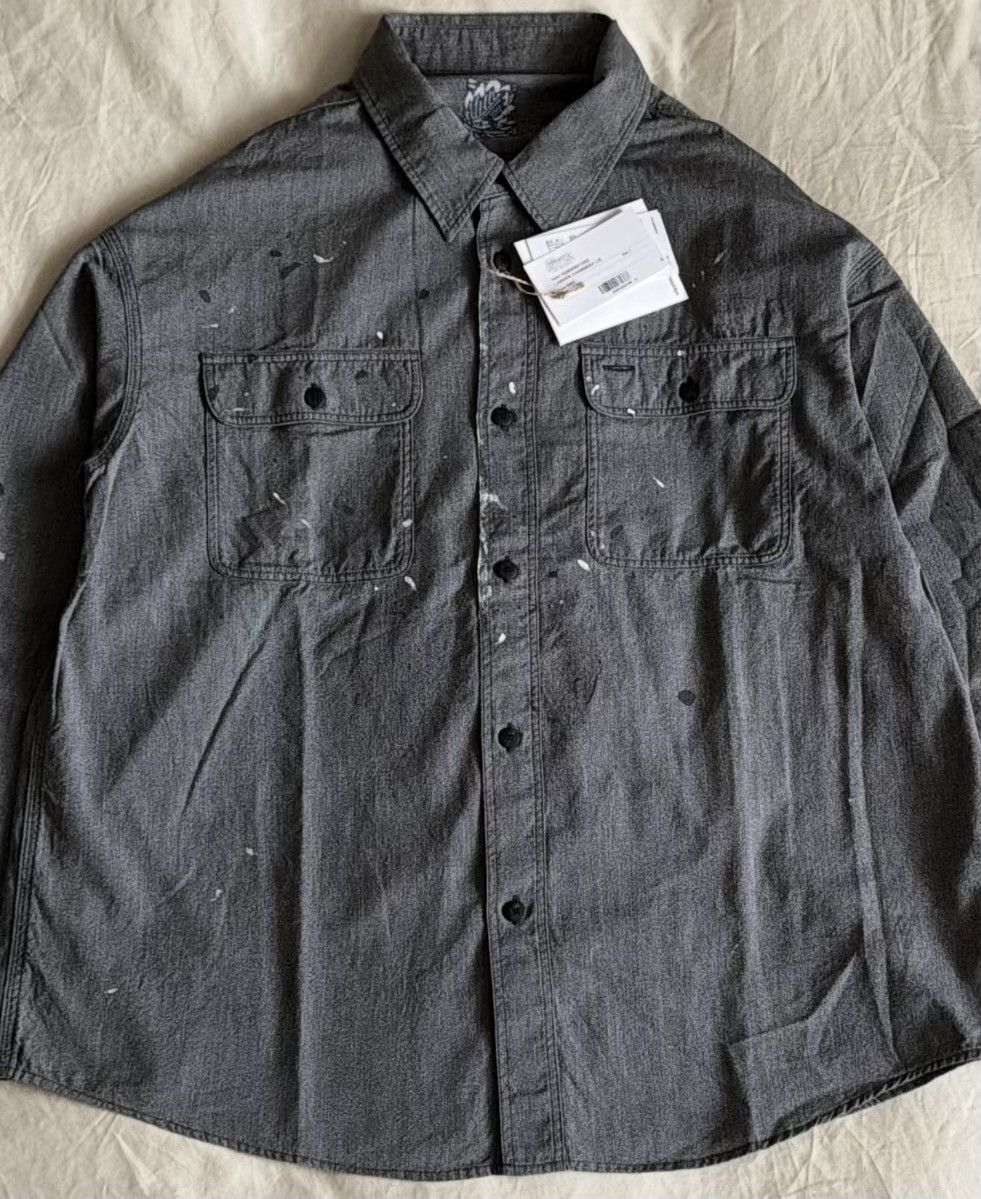 Visvim Super Rare VISVIM 26SS ICT LANGER CHAMBRAY L/S DMGD BLACK 3 Size US L / EU 52-54 / 3 - 2 Thumbnail
