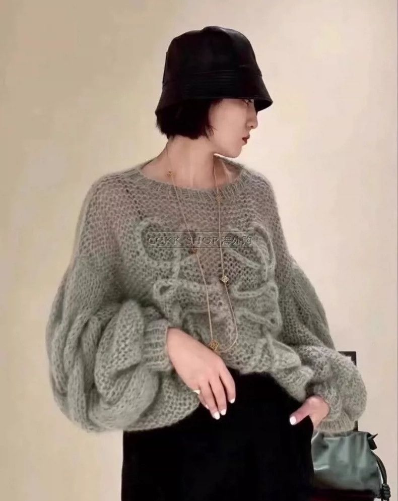 Loewe Loewe Green logo cashmere round neck long sleeve knitted s Size L / US 10 / IT 46 - 9 Thumbnail
