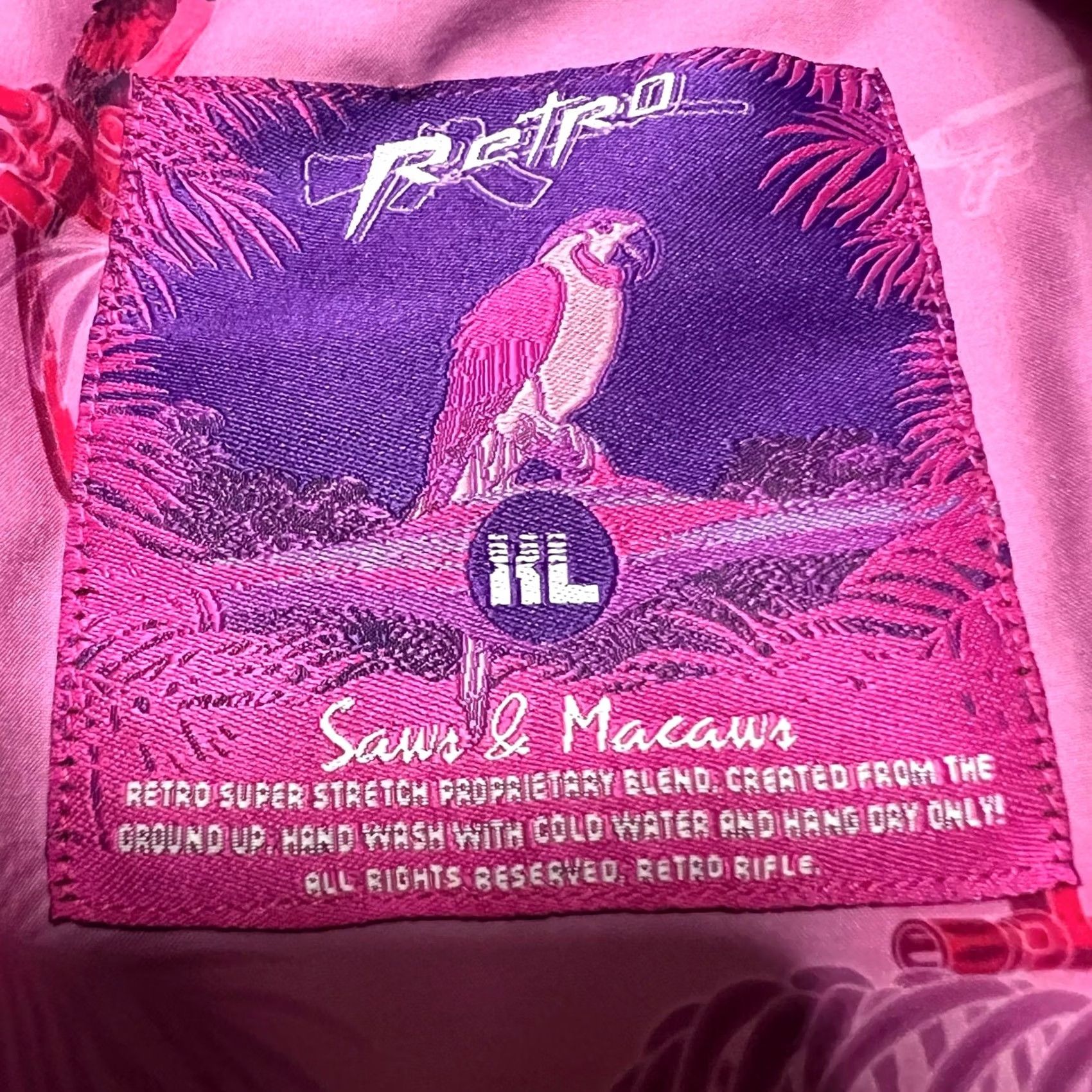Etro Retro Rifle Saws And Macaws Shirt Mens XL Pink Hawaiian Performance Button Up Size US XL / EU 56 / 4 - 6 Thumbnail