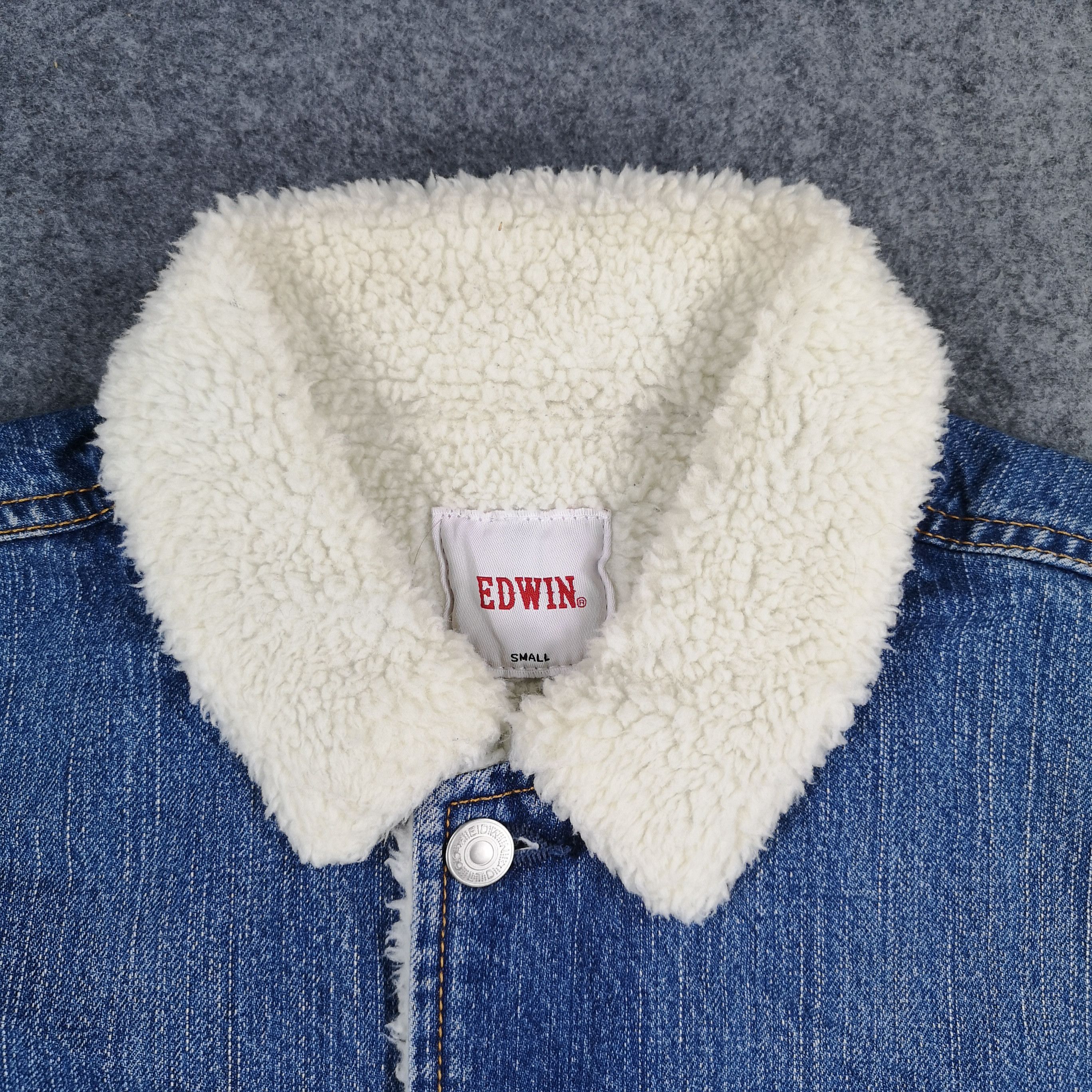 Edwin Edwin Light Blue Denim Trucker Jacket Sherling Lined Size US S / EU 44-46 / 1 - 4 Thumbnail