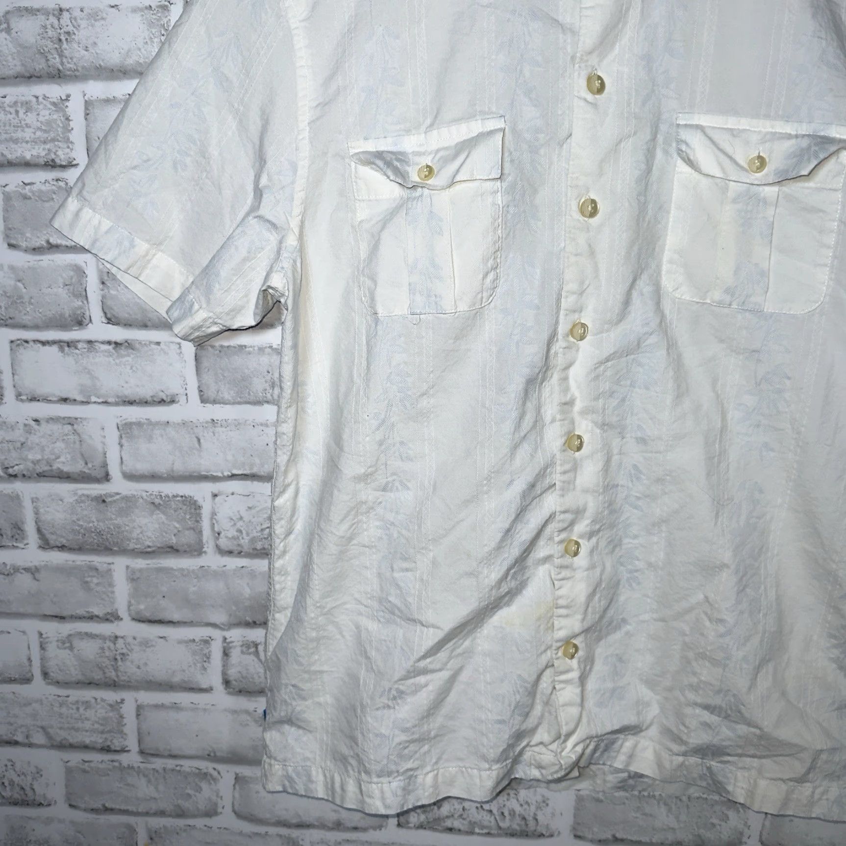Tommy Bahama VINTAGE Tommy Bahama Silk Blend Hawaiian Shirt Mens L White Short Sleeve Button-Up 90s Mens Size US L / EU 52-54 / 3 - 3 Thumbnail