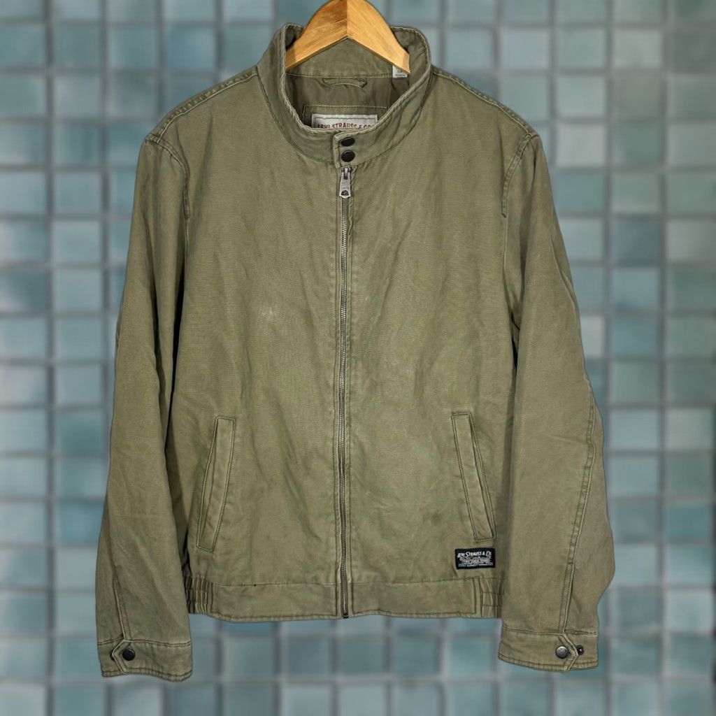 Levi's Levi's Mens Canvas Bomber Jacket Small Olive Green Full Zip Mock Neck Size US S / EU 44-46 / 1 - 1 Thumbnail