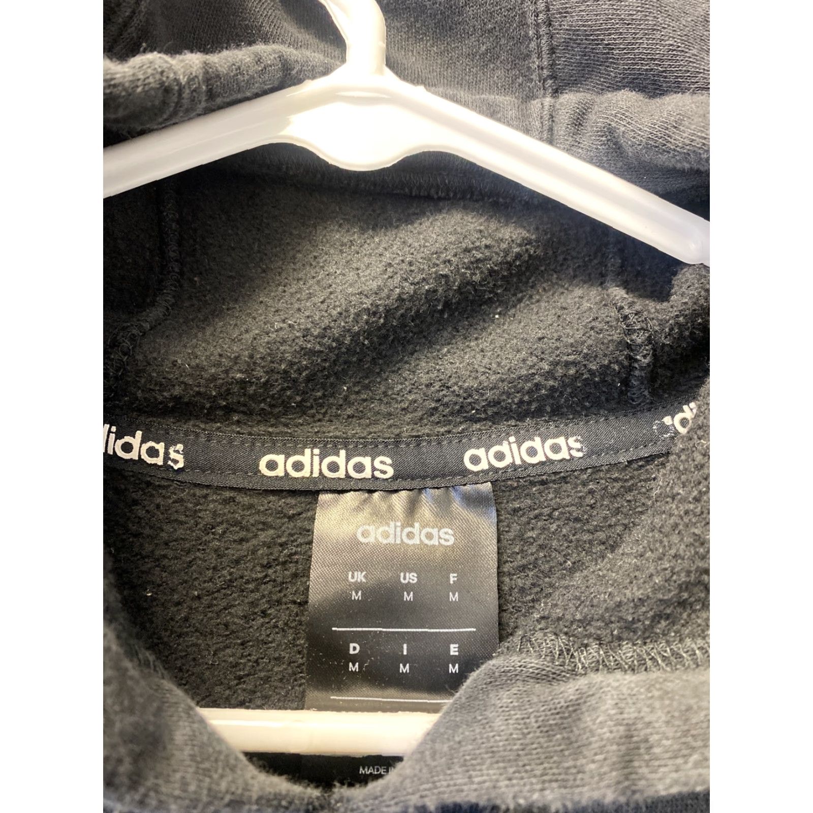 Adidas Adidas Hoodie Mens Medium Sweatshirt Color Block Black White Spell Out Three Stripes Pullover Hooded Pockets Mens Size US M / EU 48-50 / 2 - 3 Thumbnail
