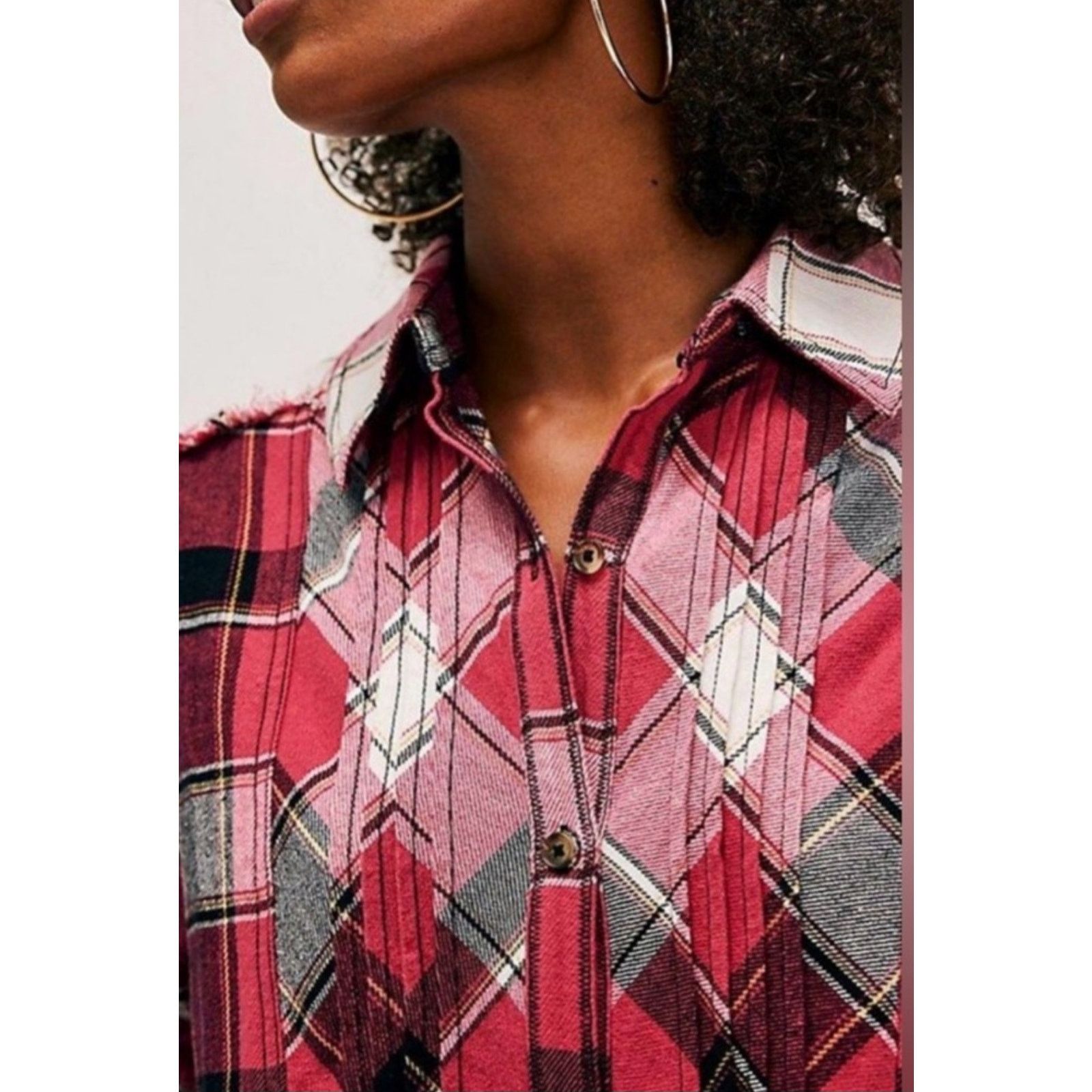 Free People New FREE PEOPLE We The Free Layla Plaid Button Down Shirt Size S / US 4 / IT 40 - 2 Thumbnail
