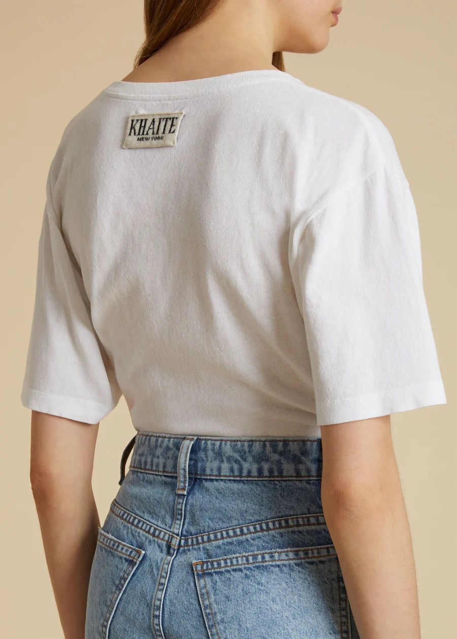KHAITE o1s22i1n0724 Mae T-Shirt in White Size XS / US 0-2 / IT 36-38 - 6 Thumbnail