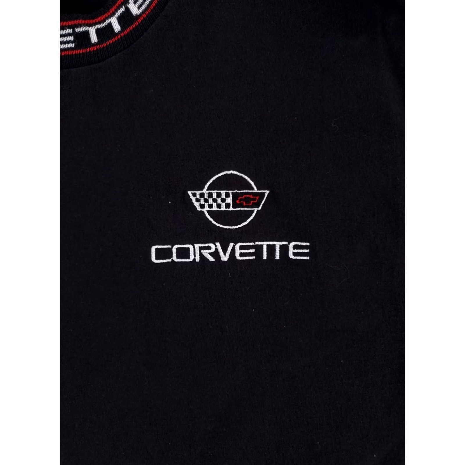 Vintage VINTAGE Corvette T Shirt Embroidered 90s Ringer Made USA Black Short Sleeve Mens L Size US L / EU 52-54 / 3 - 4 Thumbnail