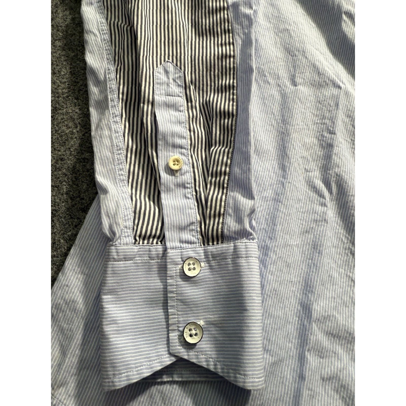 Rag & Bone rag & bone Shirt Mens S Blue Button-Up Long Sleeve Cotton Stretch Striped Casual Party/Cocktail Men Size US S / EU 44-46 / 1 - 5 Thumbnail