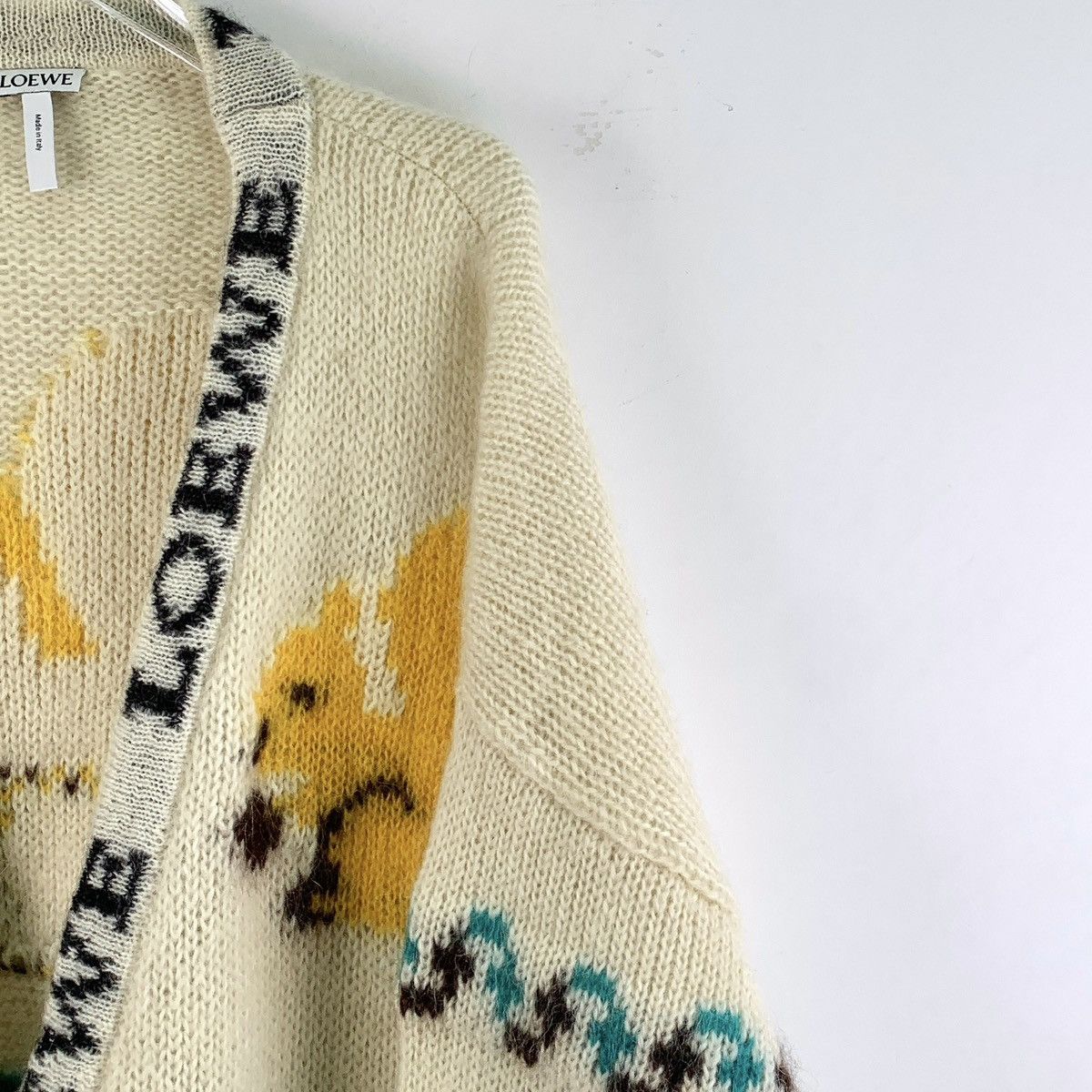 Loewe Loewe Beige Logo V-neck Mohair Knit Cardigan Coat K26WX Size XS / US 0-2 / IT 36-38 - 4 Thumbnail
