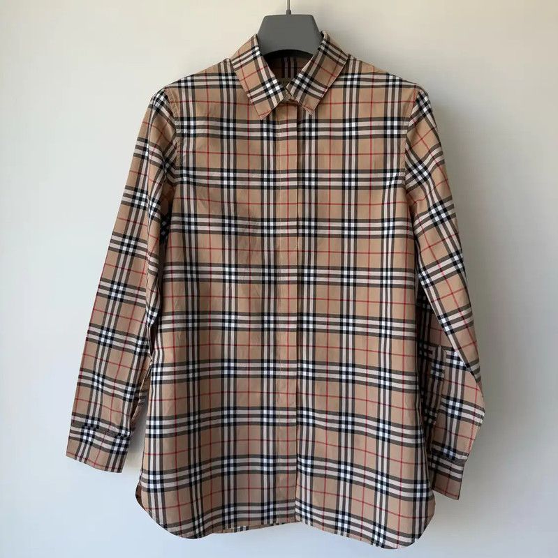 Burberry Burberry Khaki Check Long Sleeve Shirt Size S / US 4 / IT 40 - 1 Thumbnail